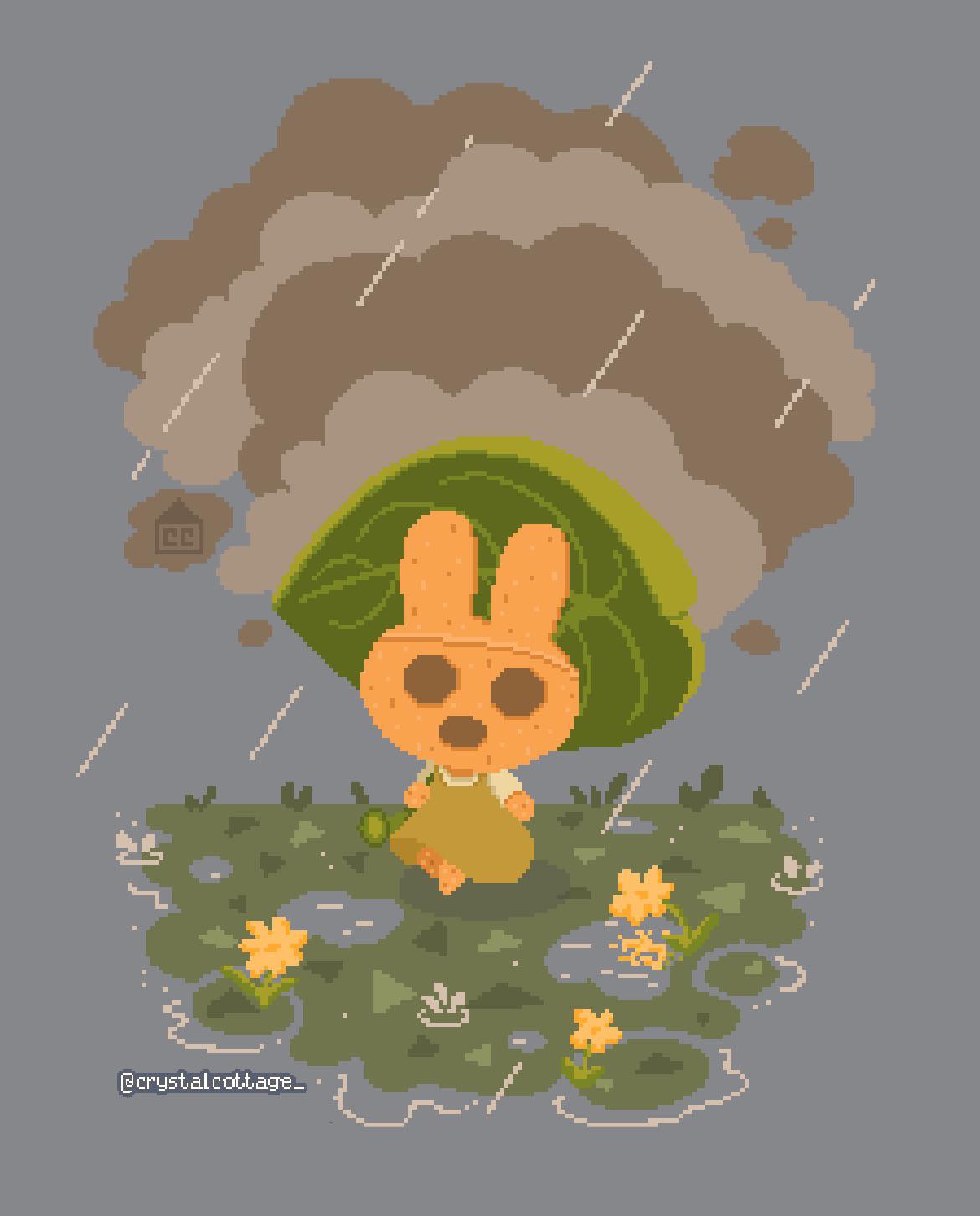 April Showers themed pixel art wallpaper I made ☔️