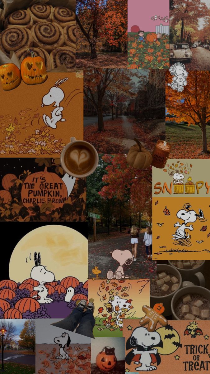 Snoopy collage. iPhone wallpaper fall, Halloween wallpaper cute, Halloween wallpaper iphone