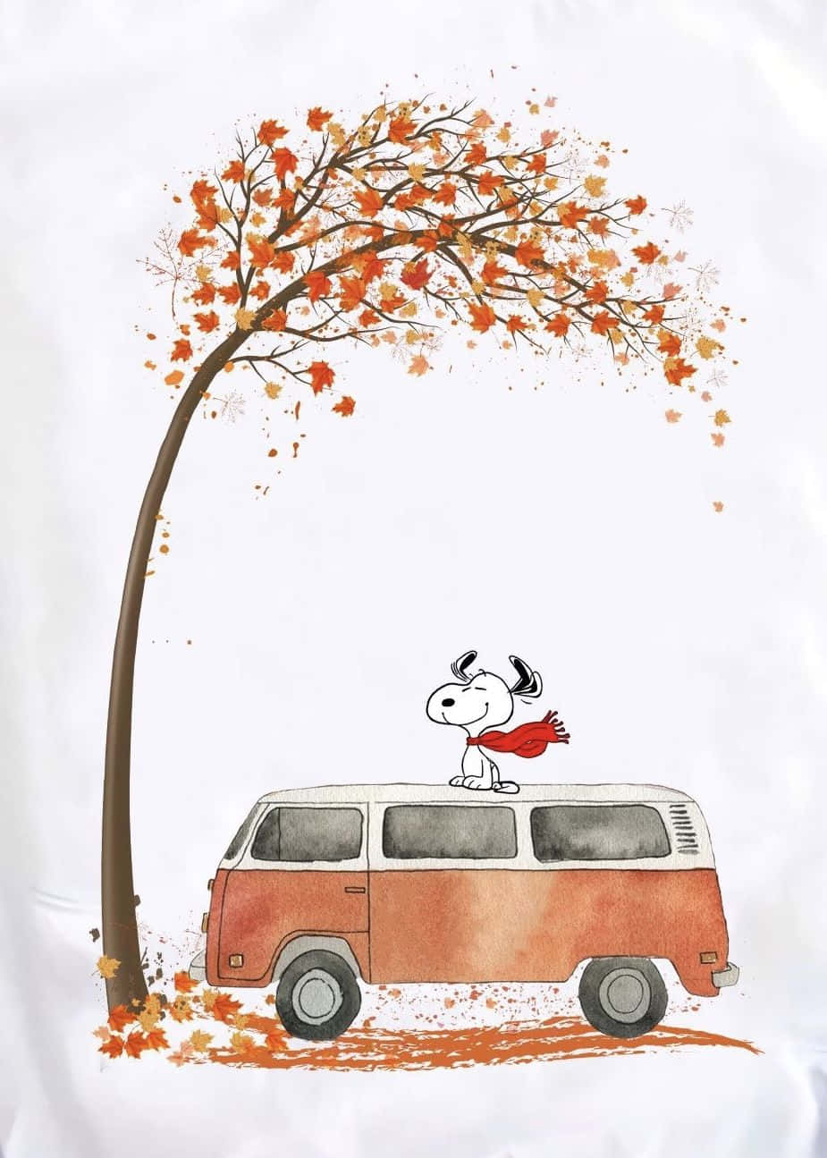 Download Snoopy celebrates the joys of Autumn Wallpaper