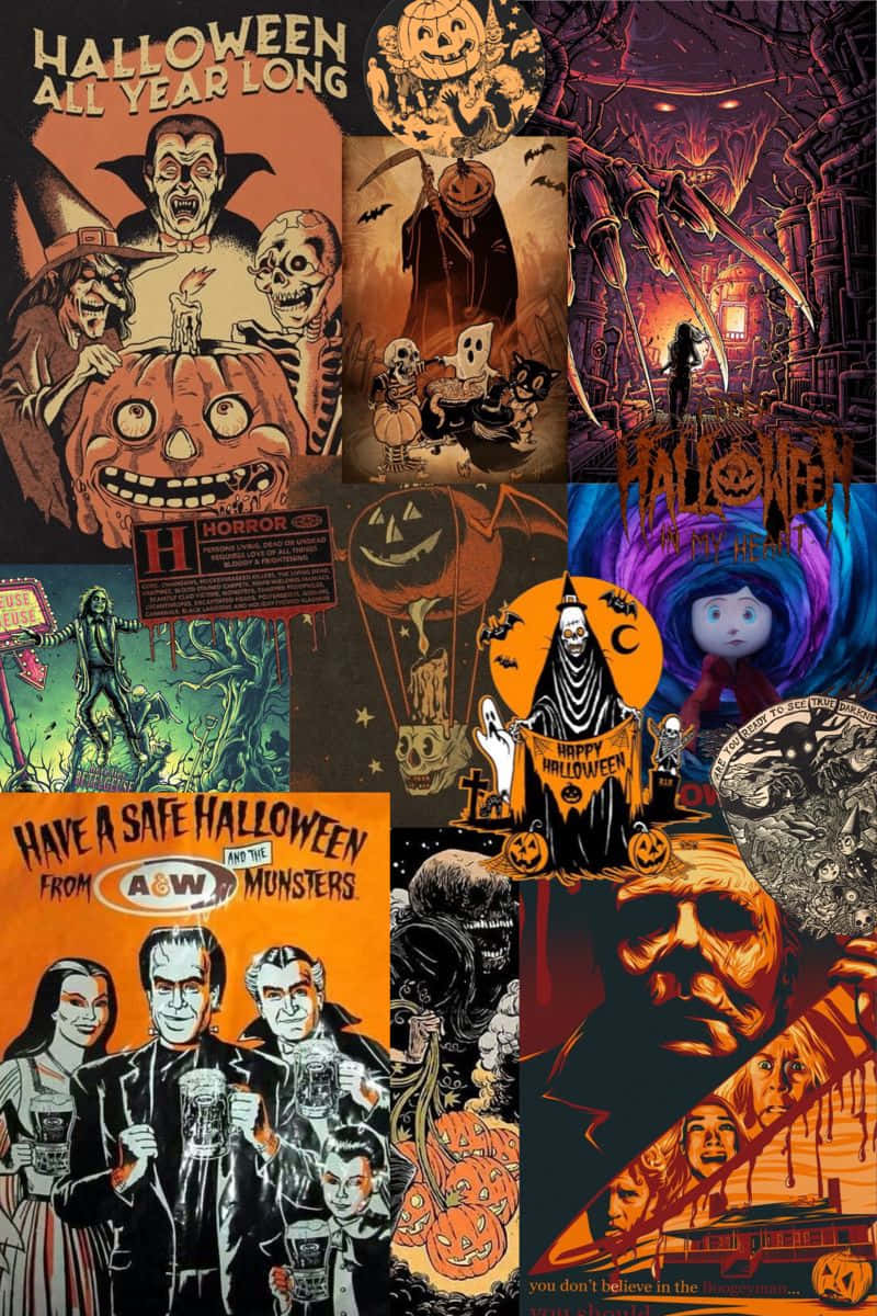 Download Halloween Collage Scary Aesthetic Wallpaper