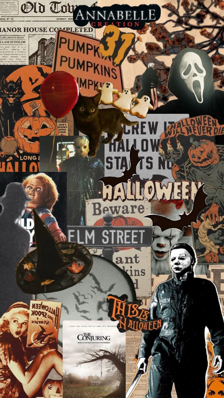 vibe #halloween #horror #scream #nightmareonelmstreet #movies #collageart # collages #aesthetic #wallpaper #autumn #fallaesthetic #fall