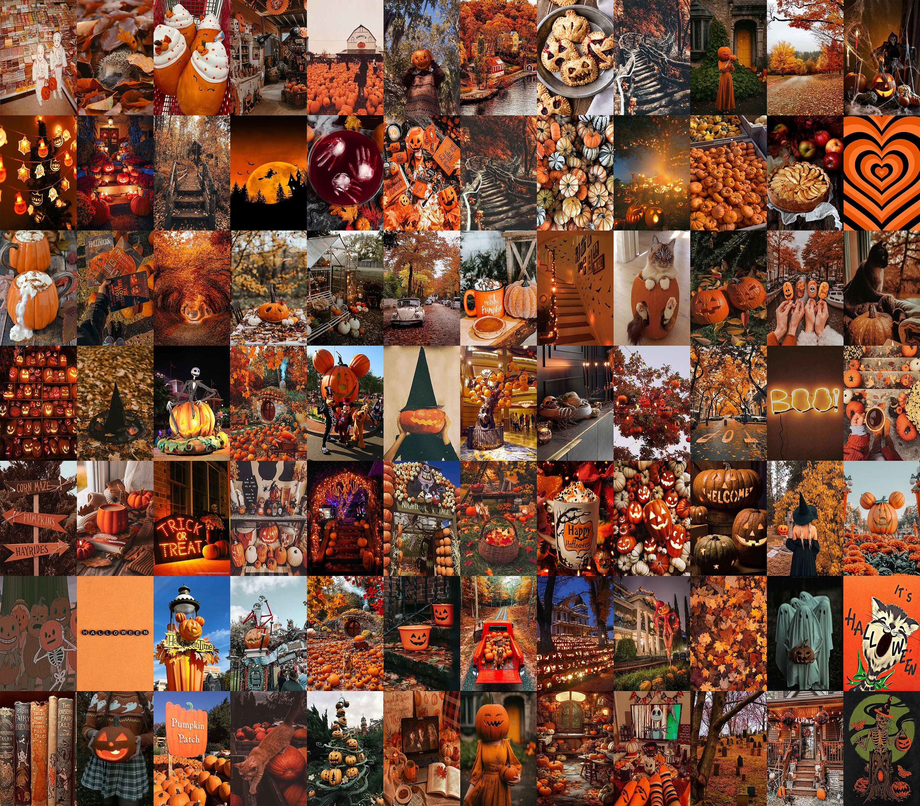 Halloween Wall Collage Kit Autum And Halloween Aesthetic Photo Collage Prints Fall Breez And Autumn Picture Room Decor Fall Aesthetic 80PCS