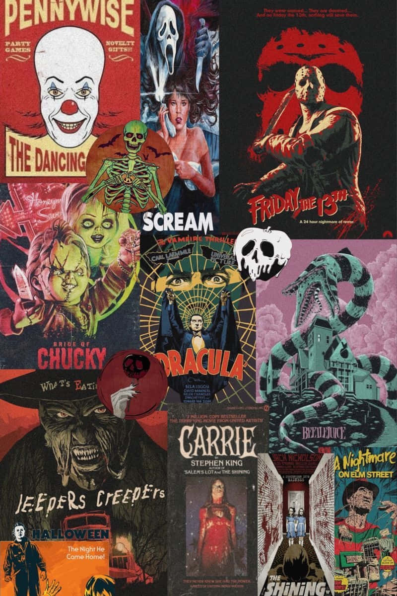 Download Iconic Horror Movie Collage Wallpaper