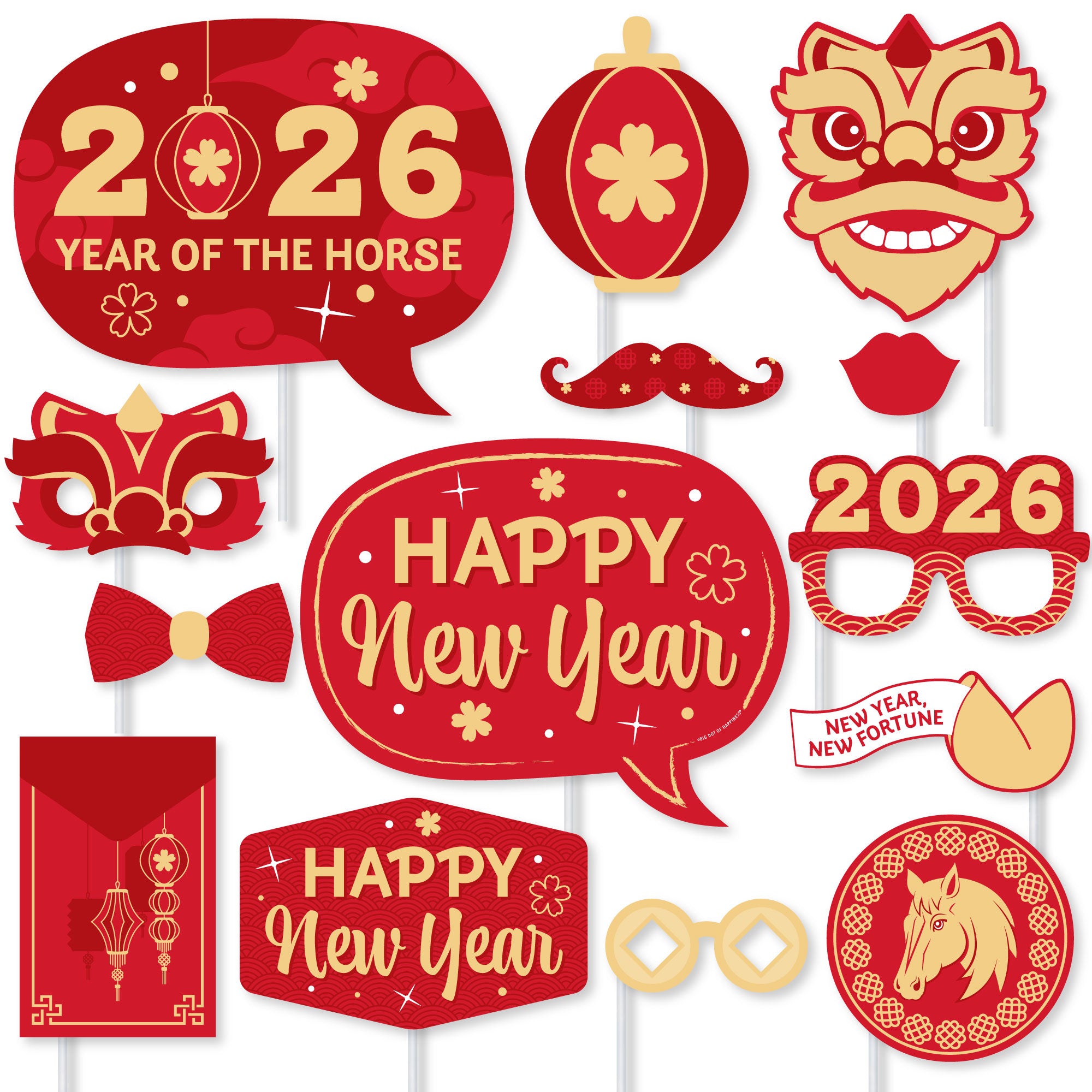Lunar New Year Year of the Horse Photo Booth Props Kit