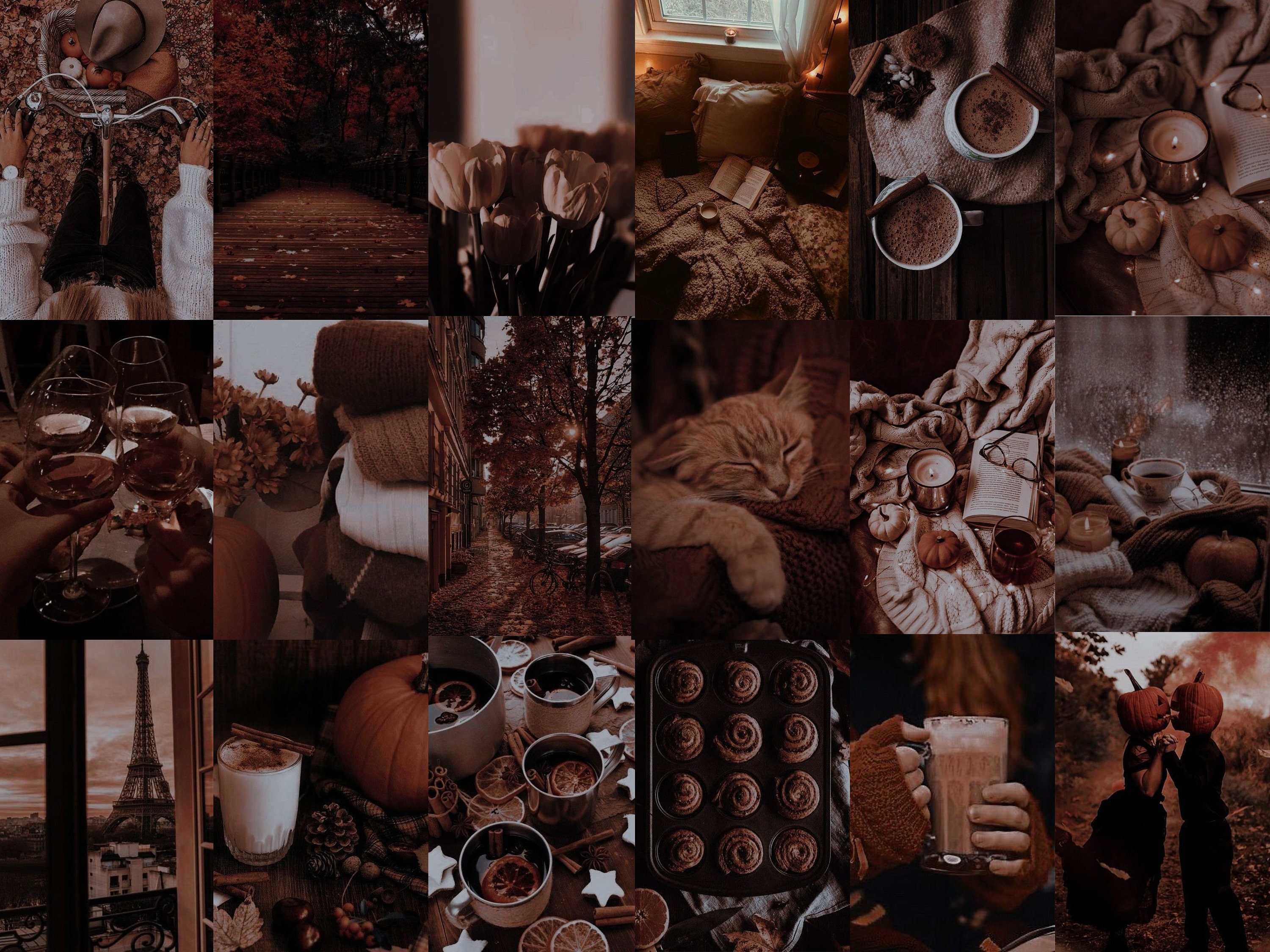 Autumn Collage Kit, Dark Fall Collage, Moody Autumn Wall Prints, Halloween Photo Collage Prints, Fall, Autumn (digital Download)