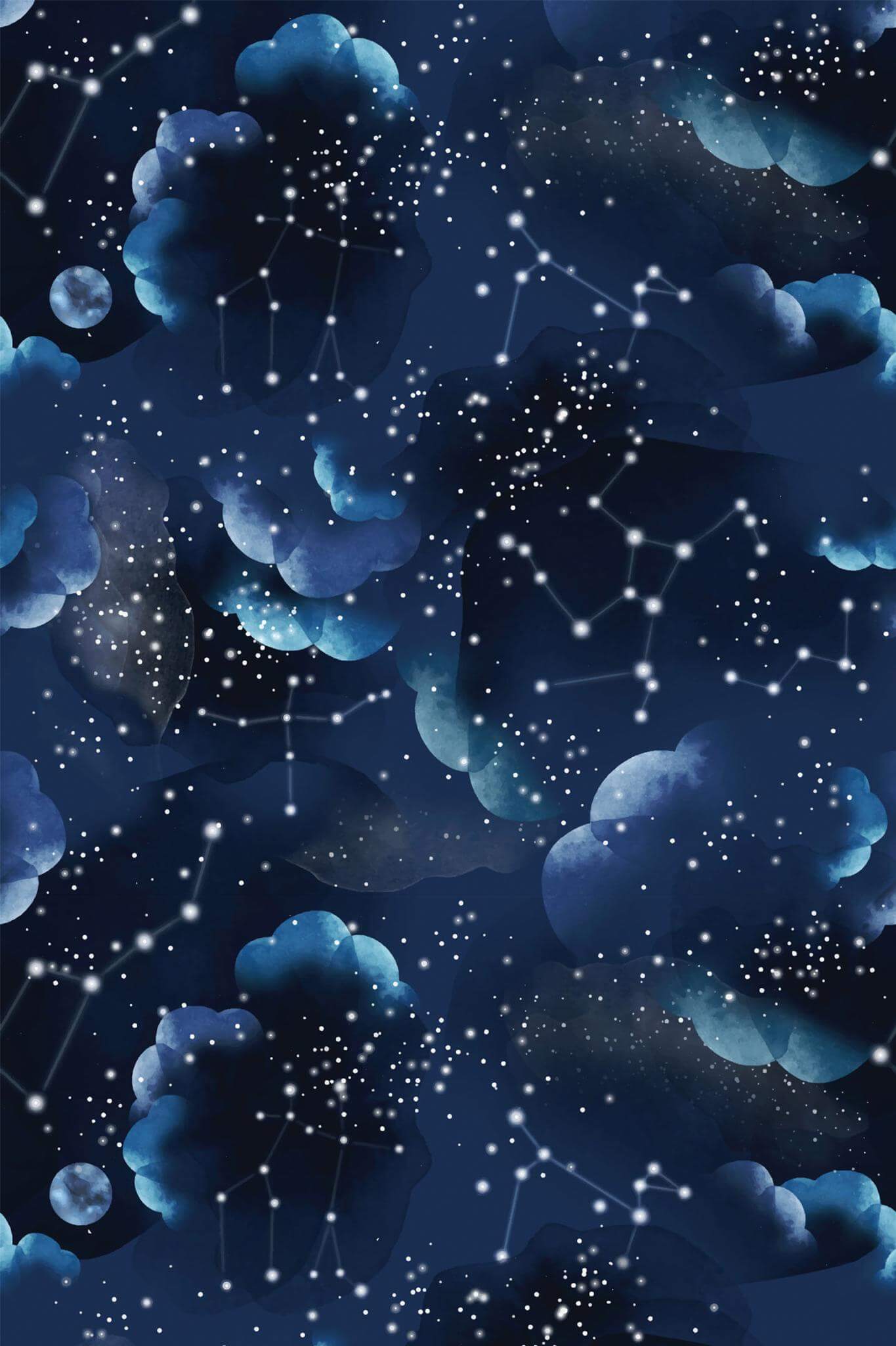 Blue Aesthetic Night With Stars Peel And Stick Wallpaper Or Non Pasted