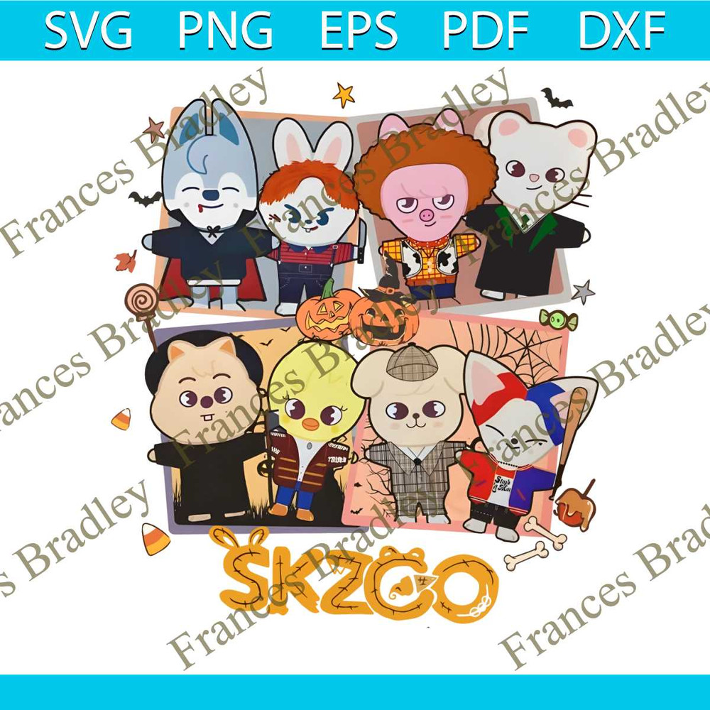 Skzoo Stray Kids Chibi Halloween PNG Sublimation File