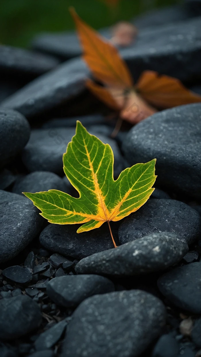 Close Up Of Single Dark Green Autumn Leaf Photo. JPG Free Download