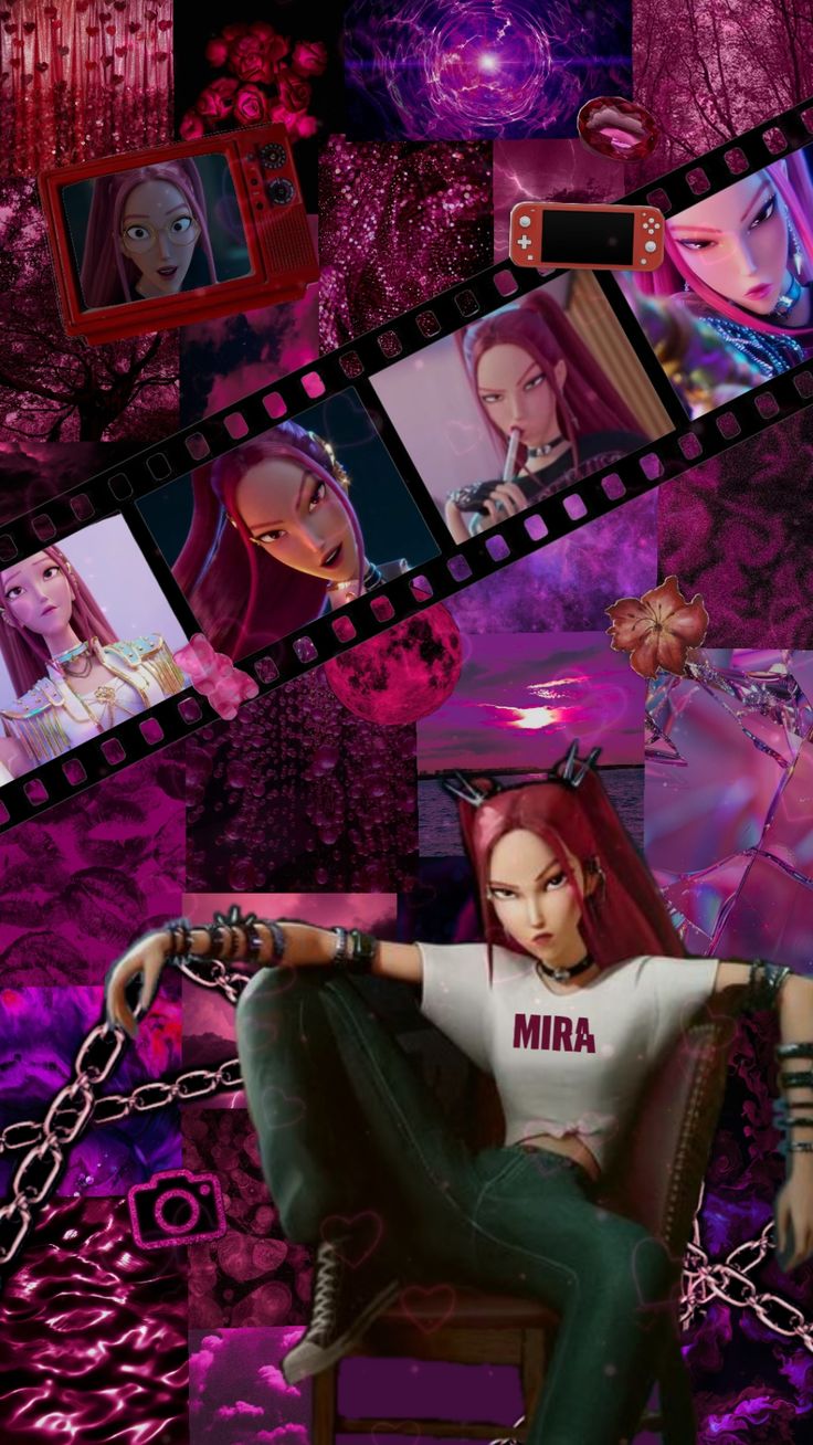 mira #kpdh #mirakpopdemonhunters #kpopdemonhunters #huntrix #pink #red #purple #darkpink #wallpaper #aesthetic