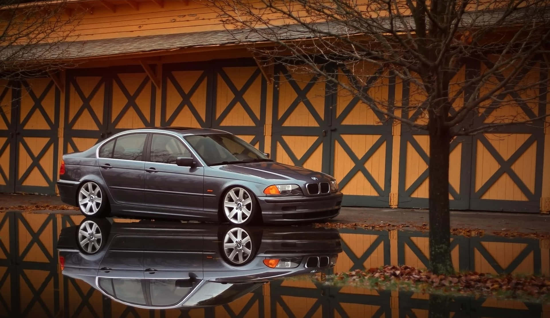 Download B M W E46 Sedan Reflection Waterfront Wallpaper