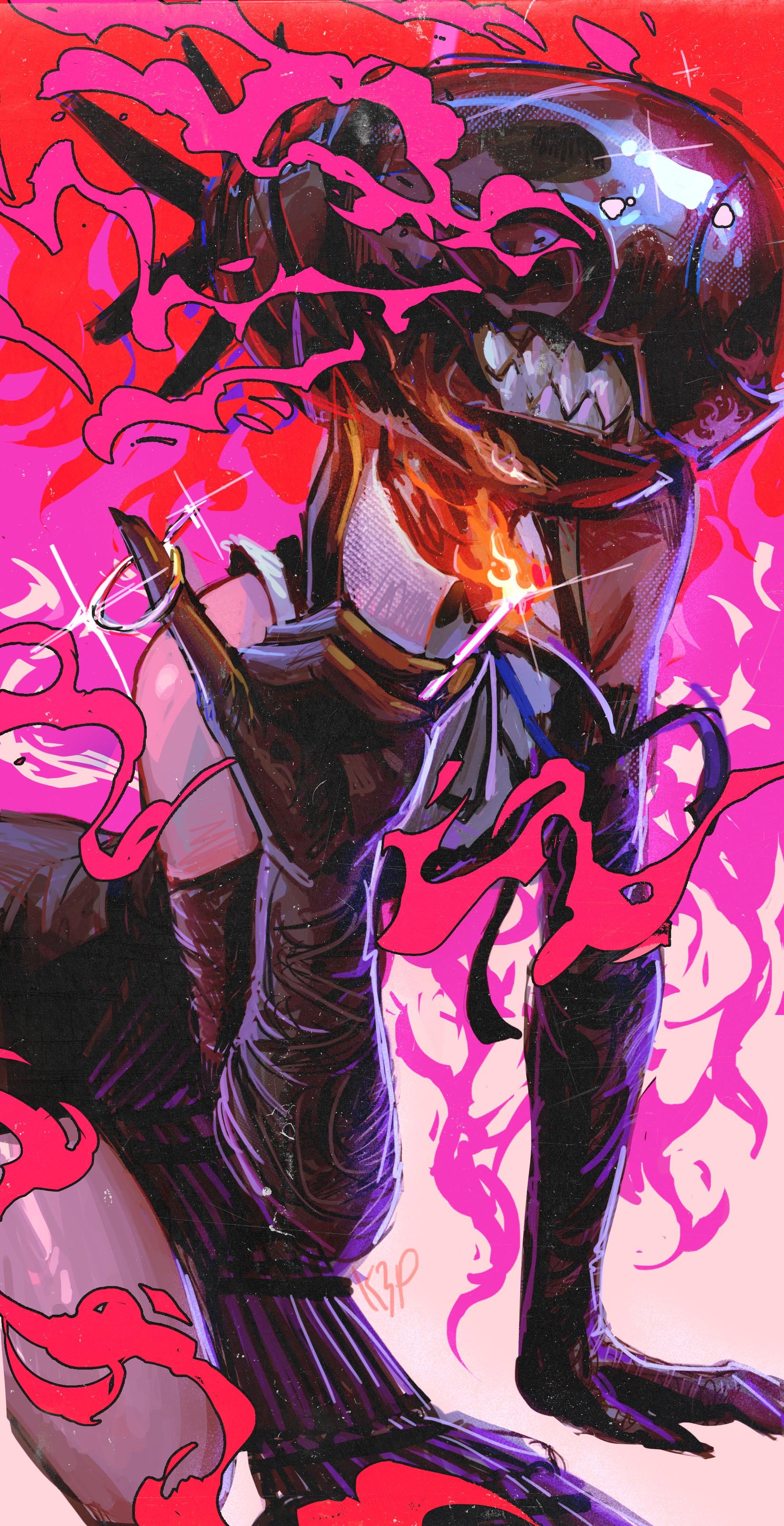 i wanted a wallpaper of bomb demon so i made one :)