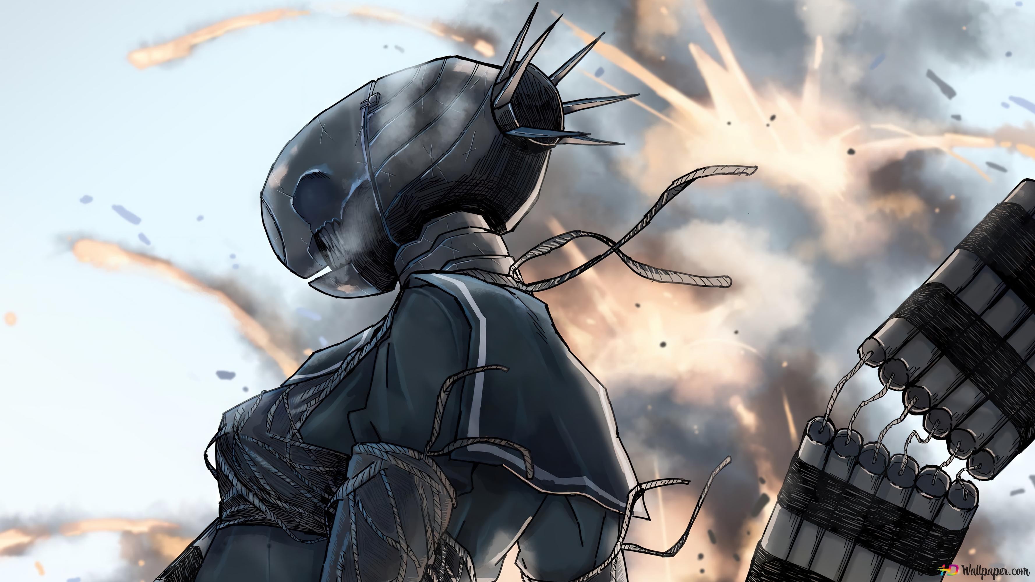 Reze bomb devil hybrid form from Chainsaw man anime art 4K wallpaper download