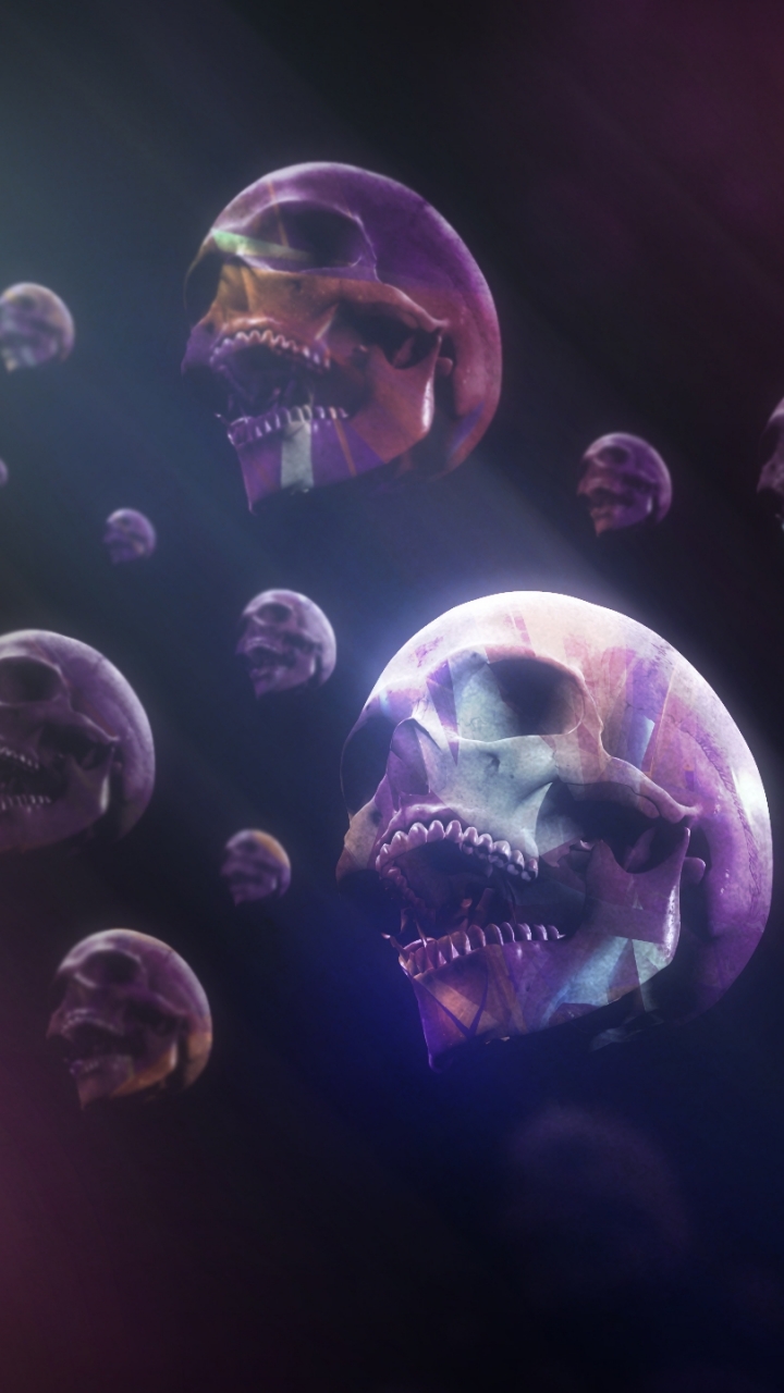 Phone wallpaper: 3D, Skull, Psychedelic, Dark, Trippy, Cgi, Halloween 1218481