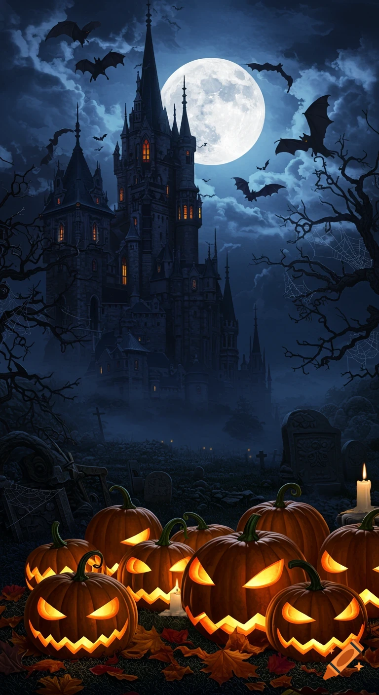 Dark Halloween Themed Phone Wallpaper created on Craiyon