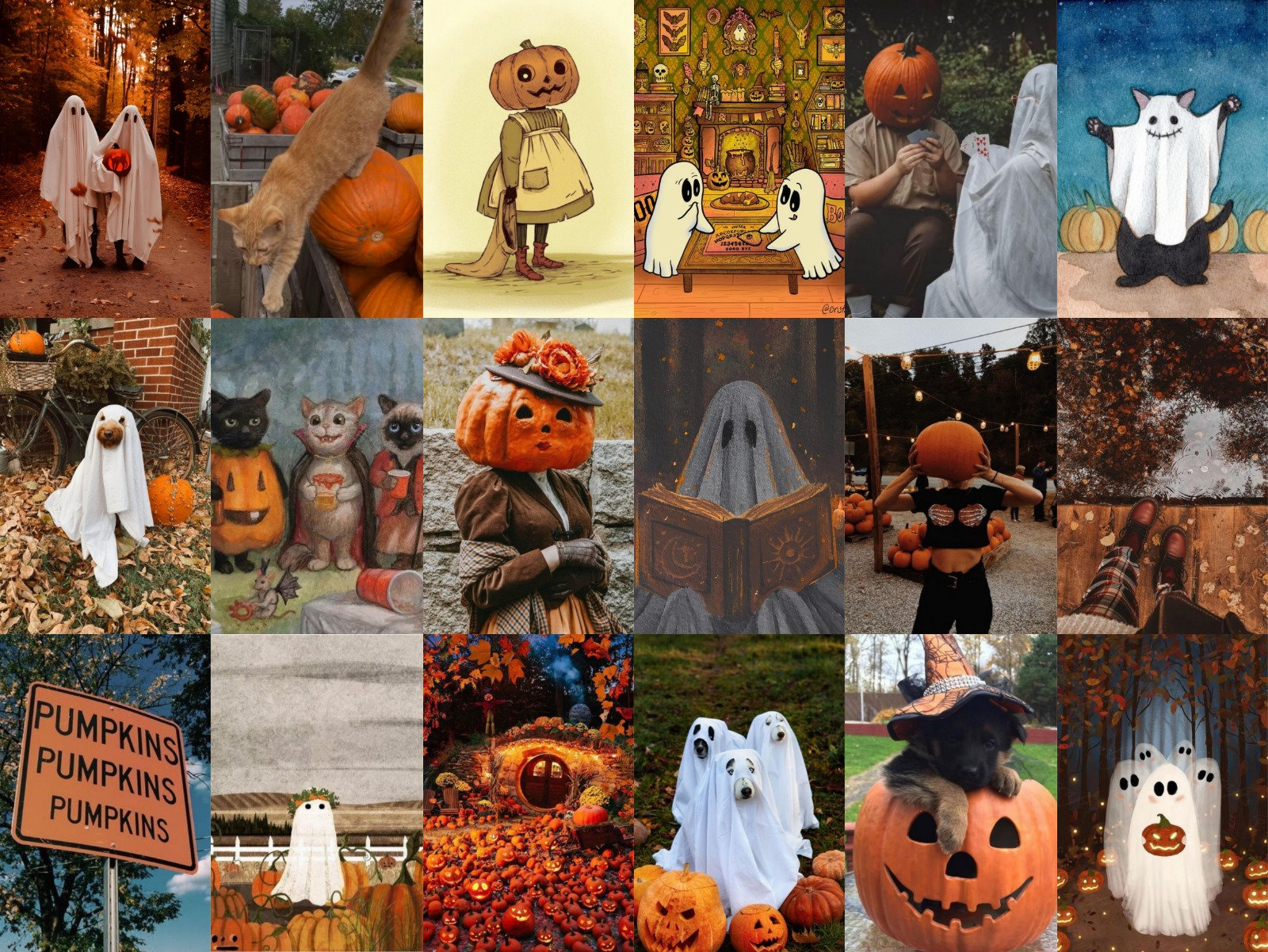Halloween Fall Photo Collage Kit: Autumn Room Decor (digital Download)