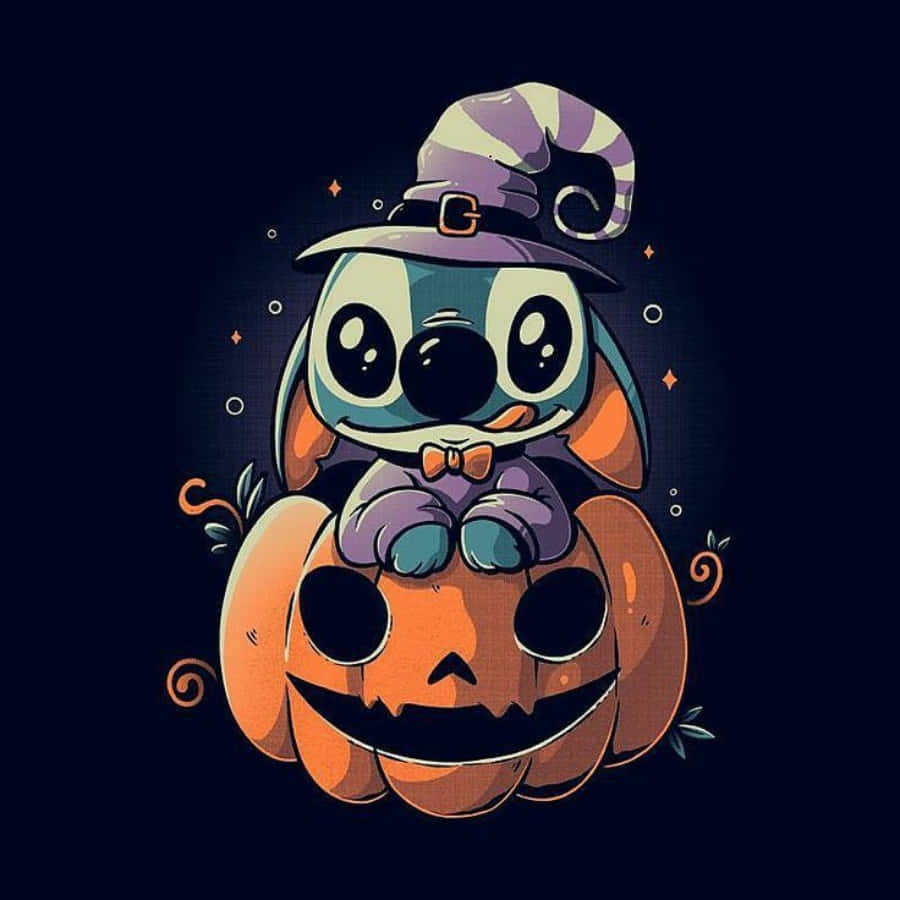 Download Stitch On A Halloween Pumpkin Wallpaper