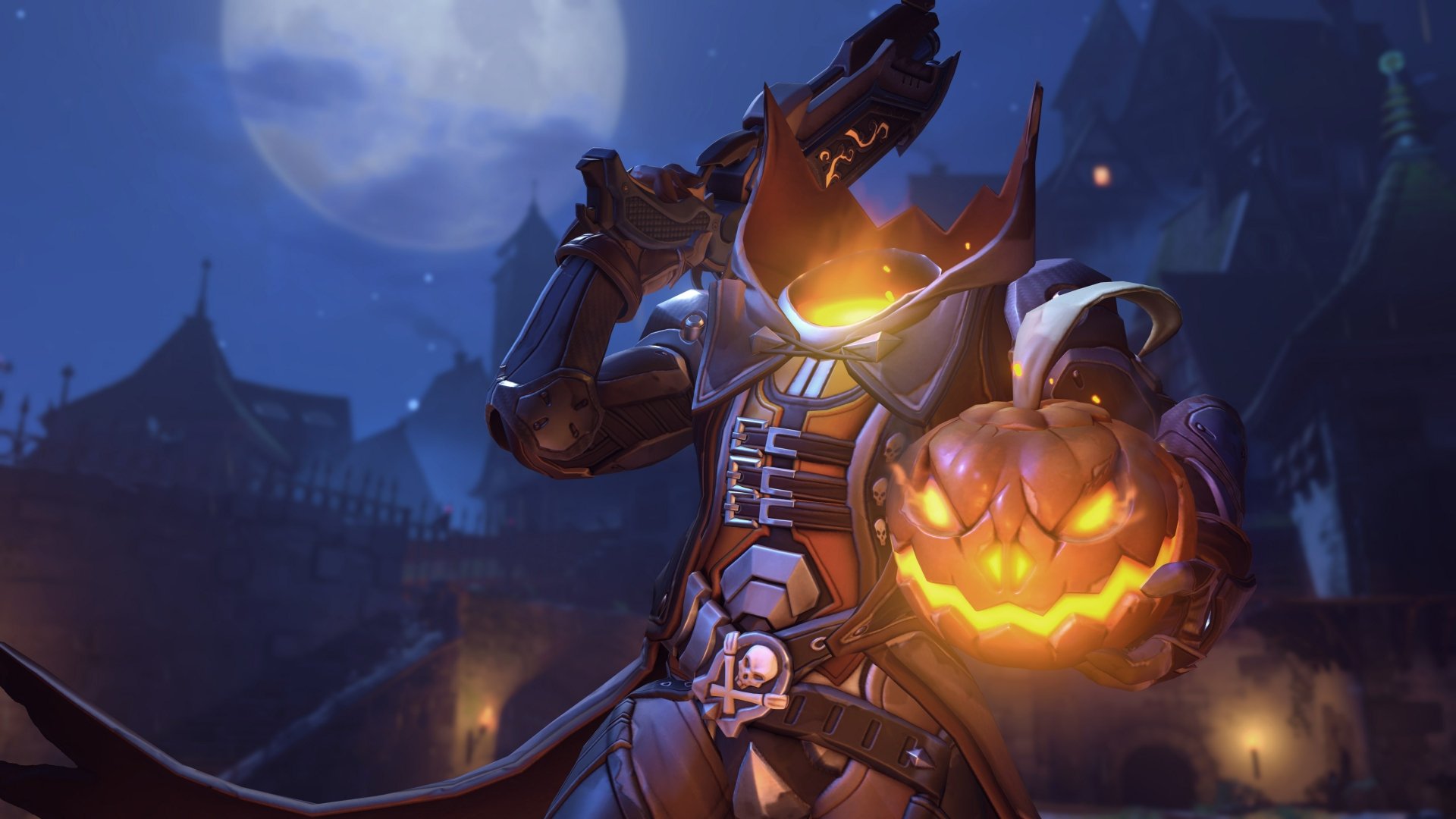 Overwatch Reaper Halloween 4K Ultra HD Wallpaper: Spooky Night of Shadows