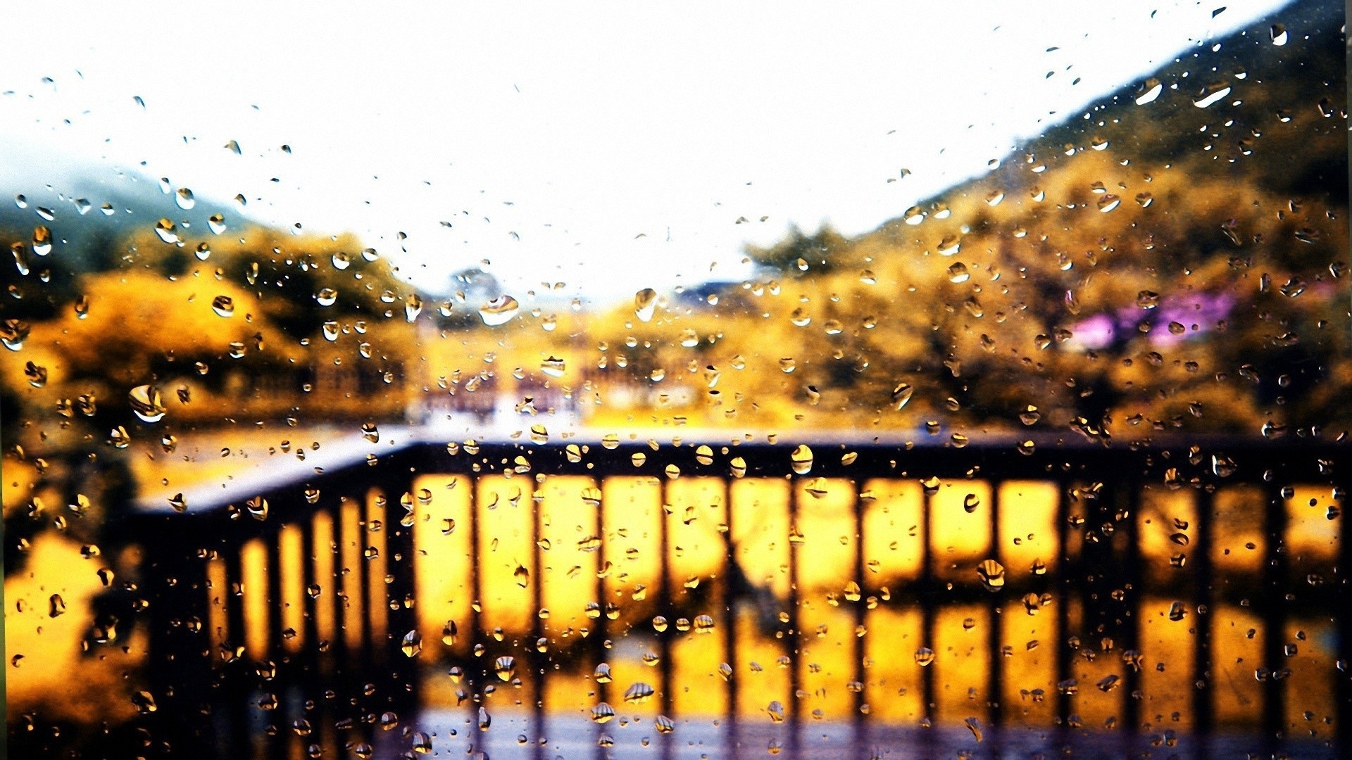 Wallpaper Window glass, autumn, rain, water drops 1920x1080 Full HD 2K Picture, Image