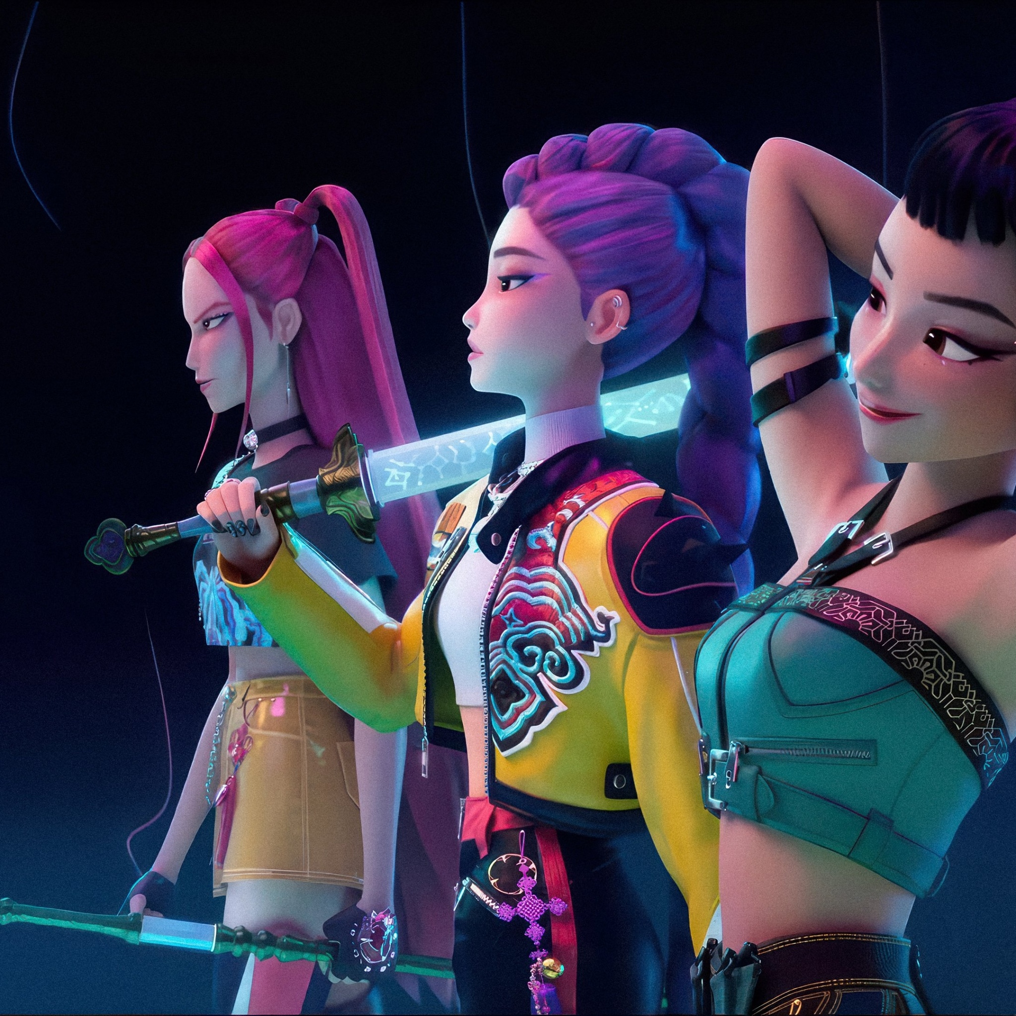 Huntrix Wallpaper 4K, Girl group, KPop Demon Hunters