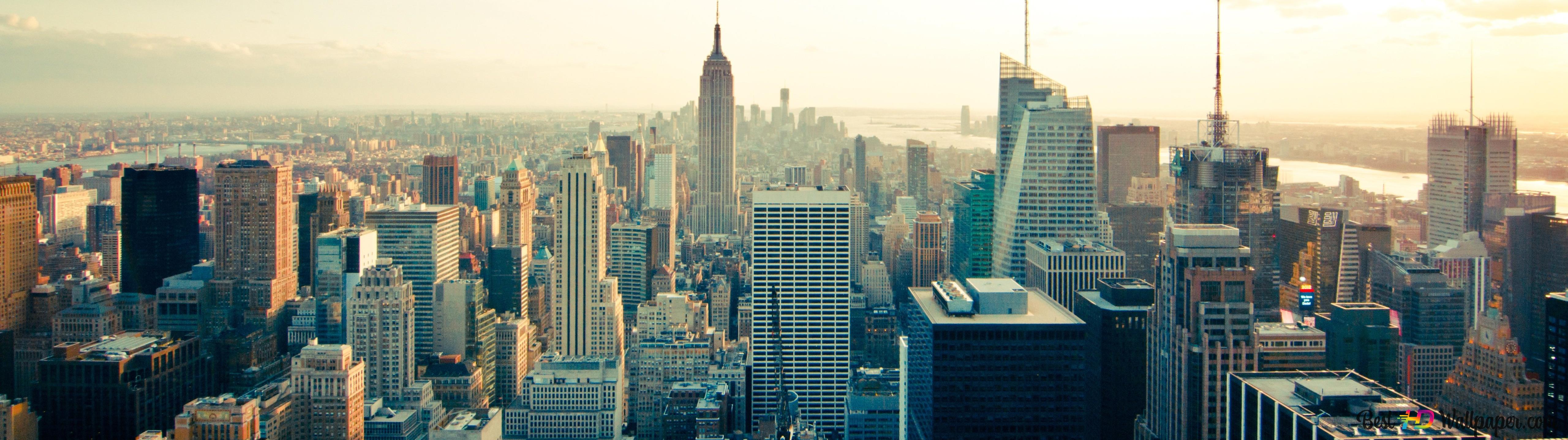 new york panoramic view 4K wallpaper download