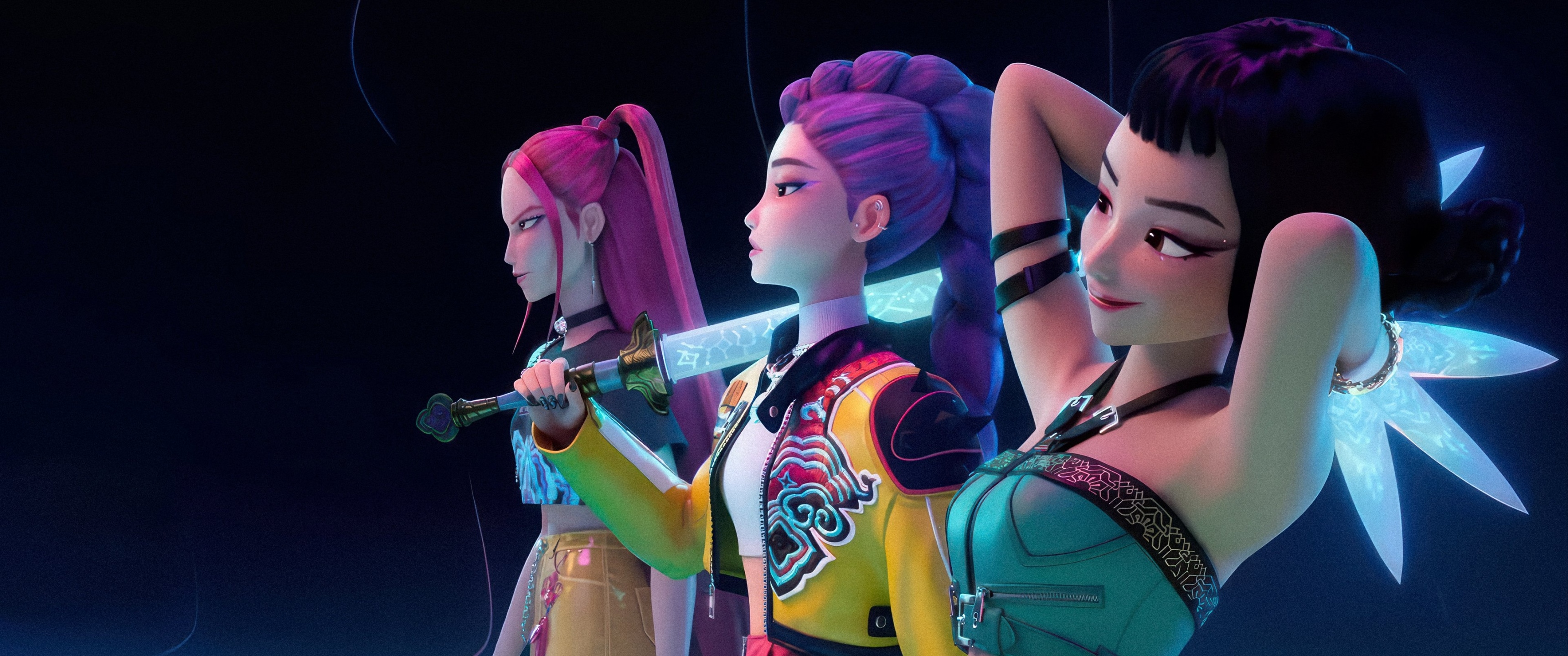 Huntrix Wallpaper 4K, Girl group, KPop Demon Hunters