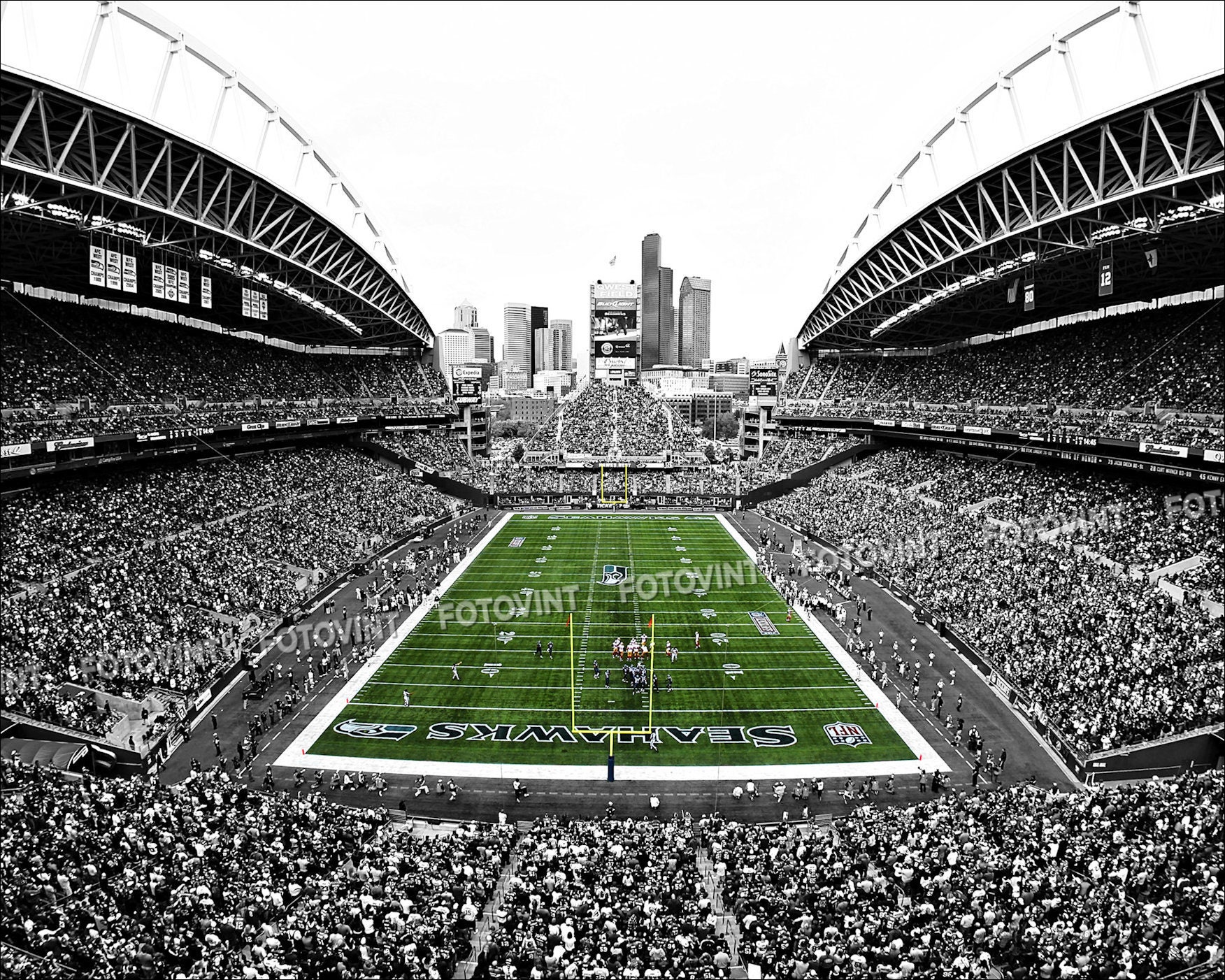 LUMEN FIELD Seattle Seahawks Spotlight Photo Picture FOOTBALL Stadium Poster Print 8x10, 8.5x11, 11x14, 11x17 or 16x20 (SL1)