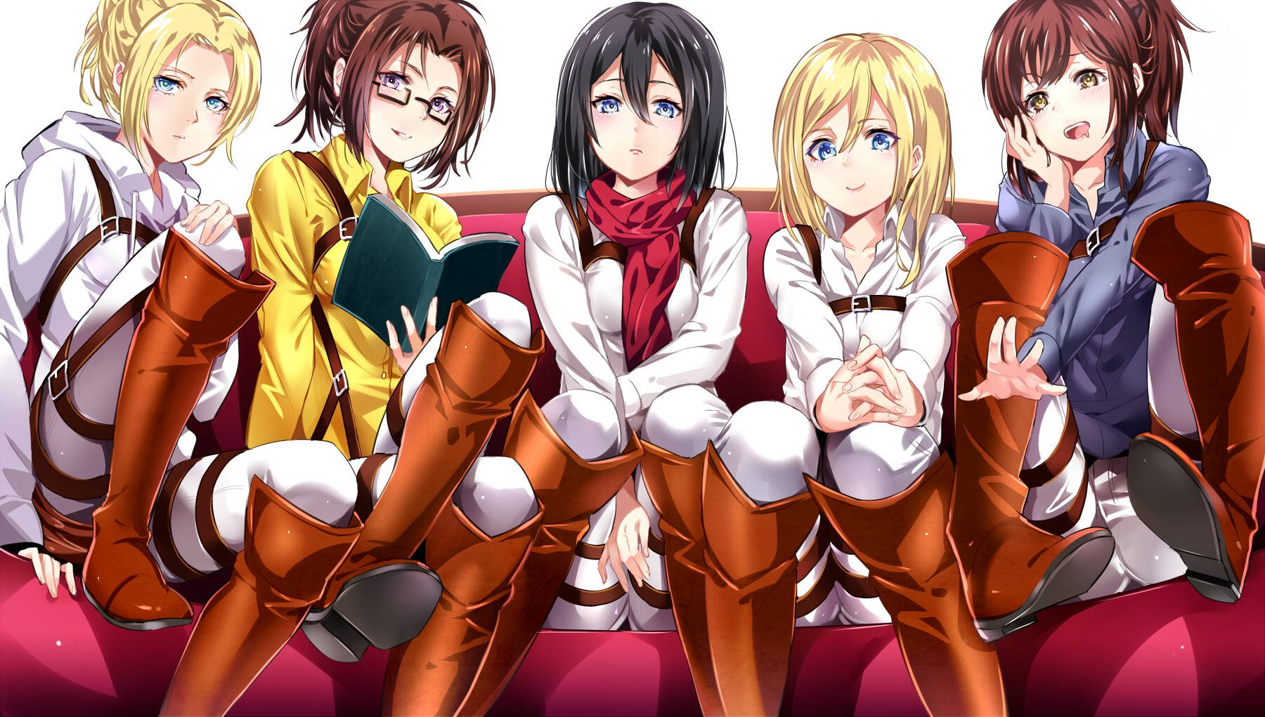 Download A powerful group of female warriors from Attack On Titan Wallpaper