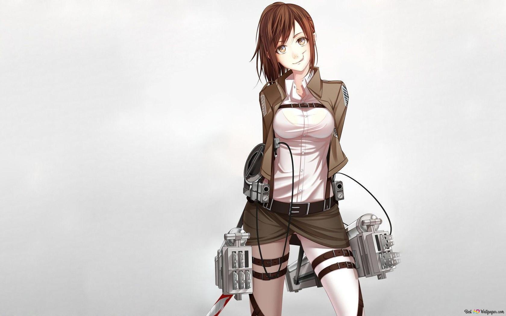 Attack on Titan anime gun girl character HD wallpaper download