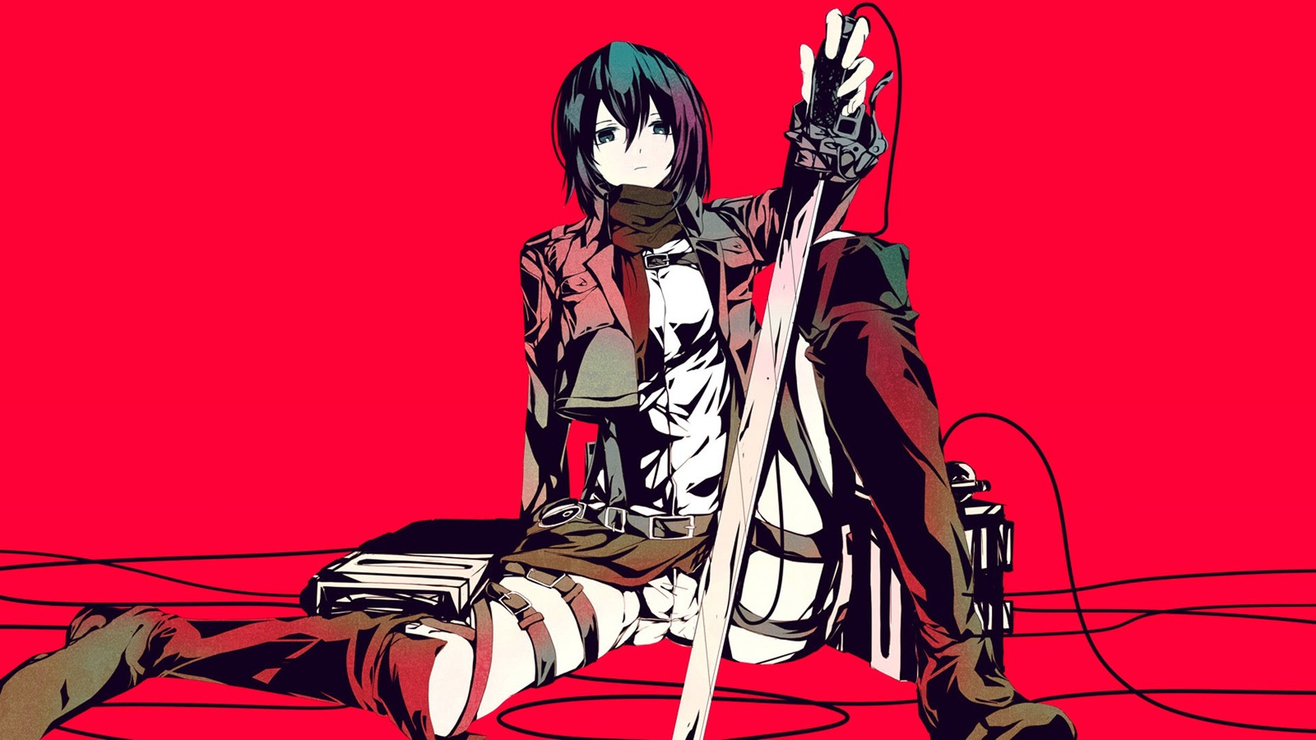 Shingeki No Kyojin, Mikasa Ackerman, Anime, Anime Girls, Artwork, Simple Background Wallpaper HD / Desktop and Mobile Background