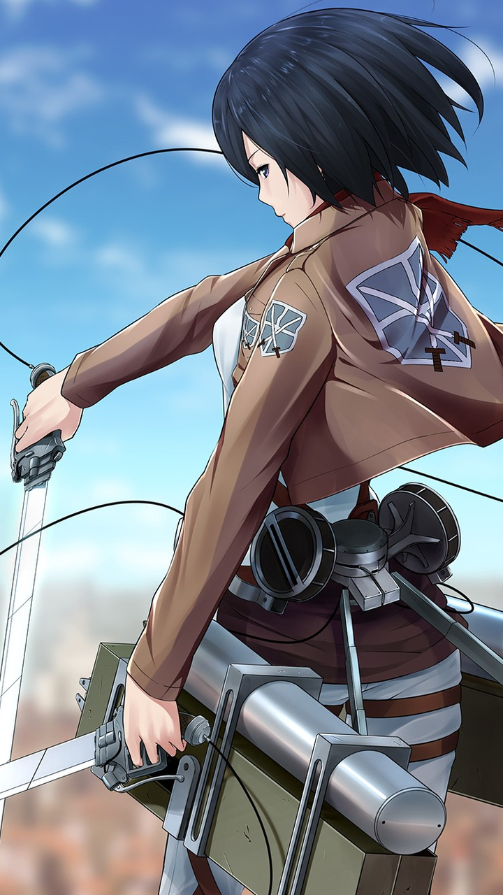 Download Attack on Titan Mikasa Anime Girl, Attack, Titan, Mikasa, Anime, Young woman Wallpaper in 720x1280 Resolution