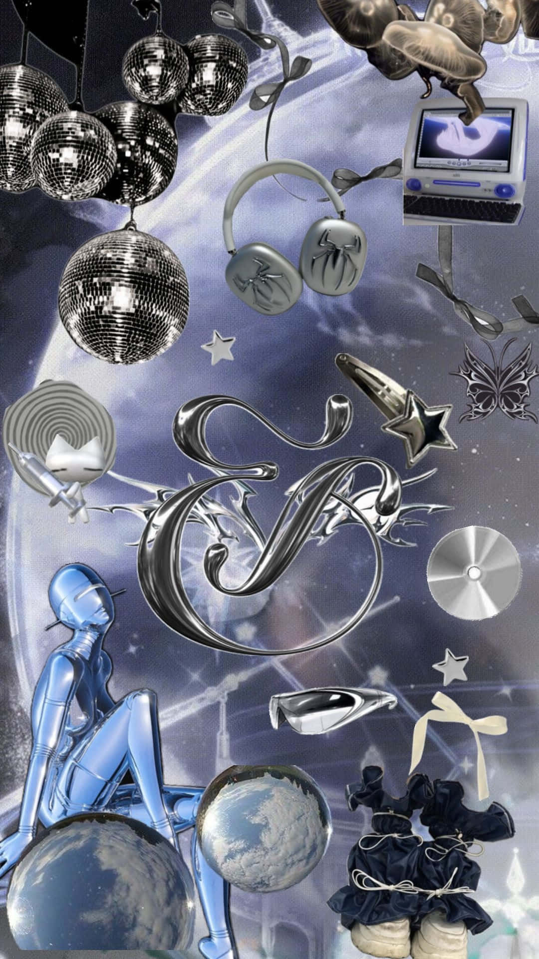 Blue Cybercore Cyber Y2k Aesthetic Wallpaper