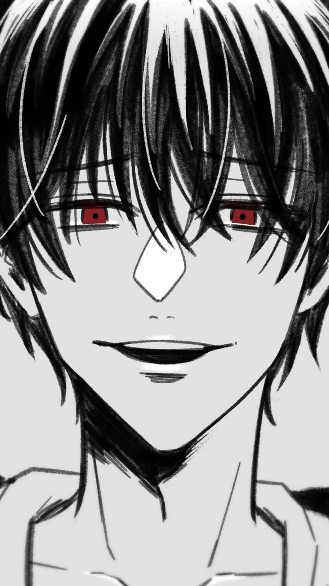 Download Red Eyed Anime Character Sketch Wallpaper