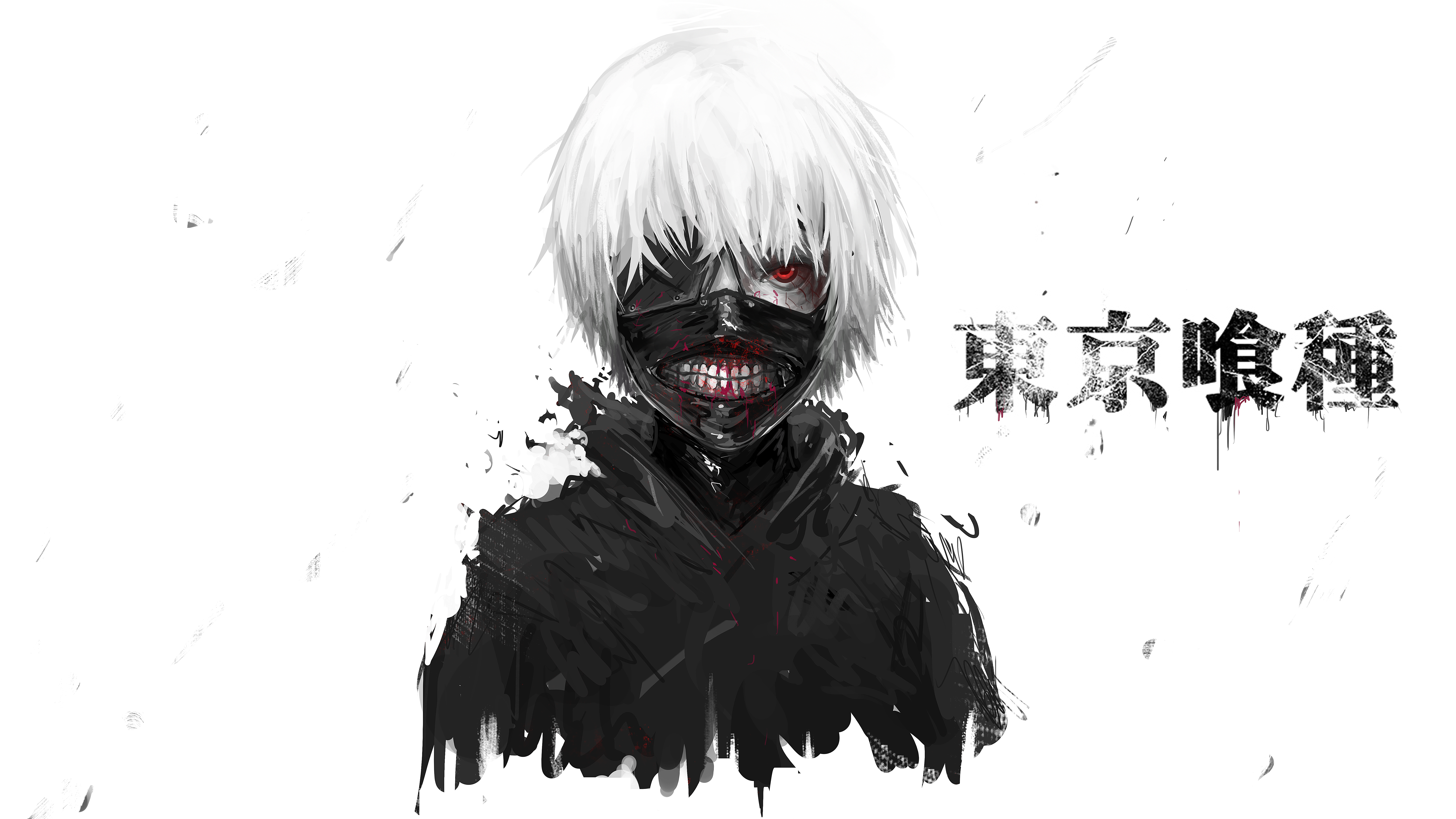 Wallpaper eyes, hair, mask, guy, anime, art, Tokyo Ghoul, Ken Kanek for mobile and desktop, section сэйнэн, resolution 7680x4320