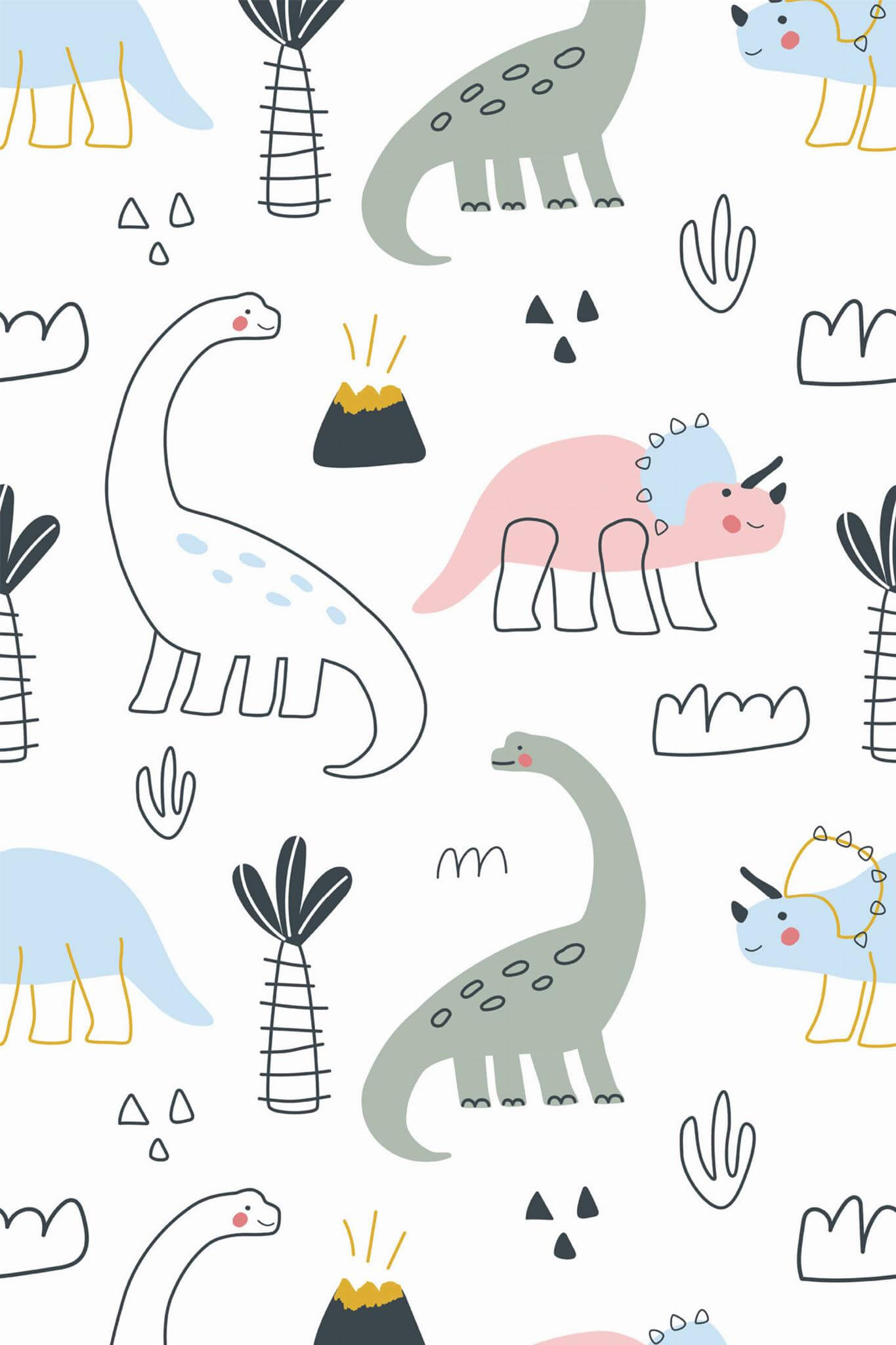 Minimalist Dinosaur Peel And Stick Wallpaper Or Non Pasted