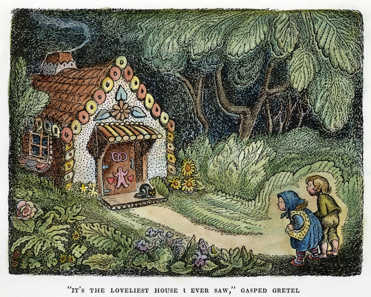 Grimm: Hansel And Gretel. /N'It'S The Loveliest House I Ever Saw, Gasped Gretel.' Drawing By Wanda Gag For The Fairy Tale By Brothers Grimm, C1936