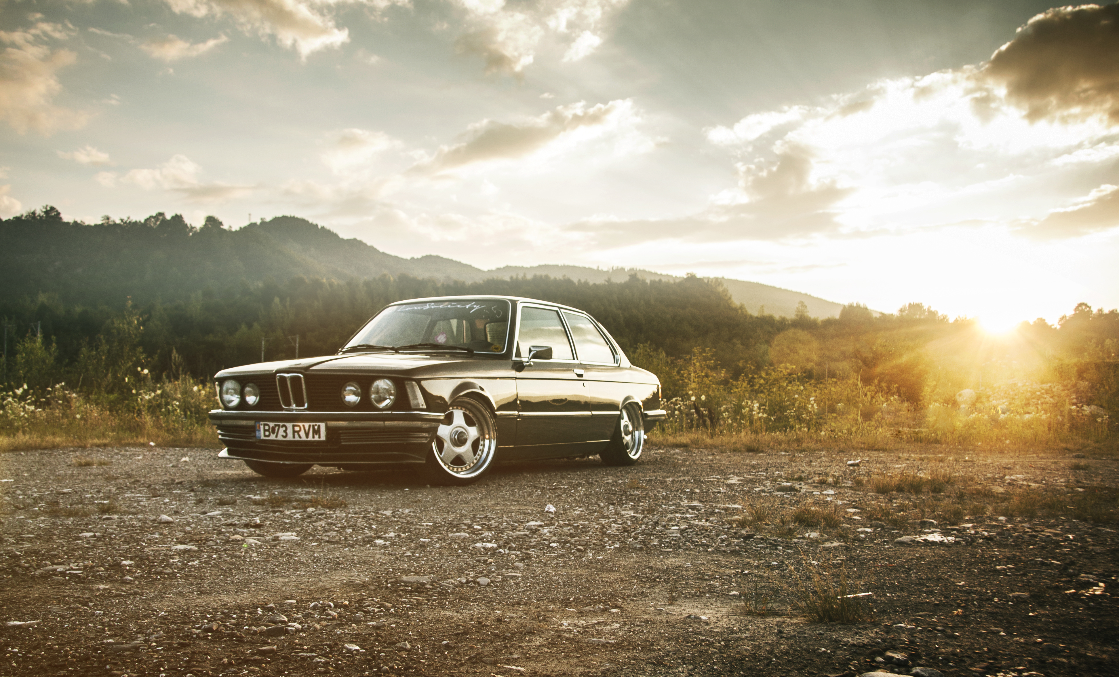 Wallpaper retro, dawn, tuning, BMW, BMW, drives, classic, stance for mobile and desktop, section bmw, resolution 3888x2351
