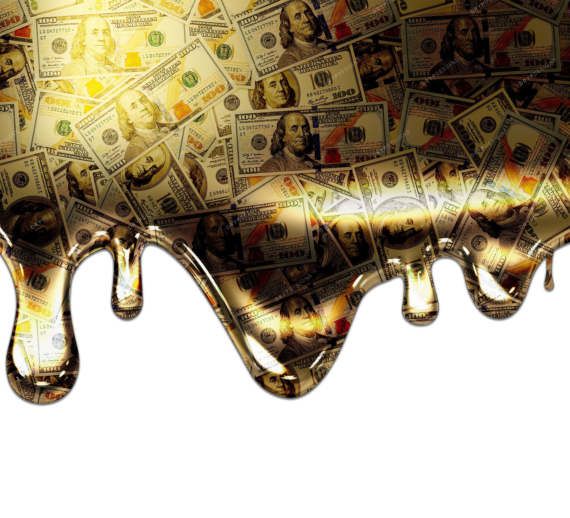 Pink + Gold Dripping Money PNG Overlay Digital Background Gold Money Drip 100 Dollar Bills Download Files