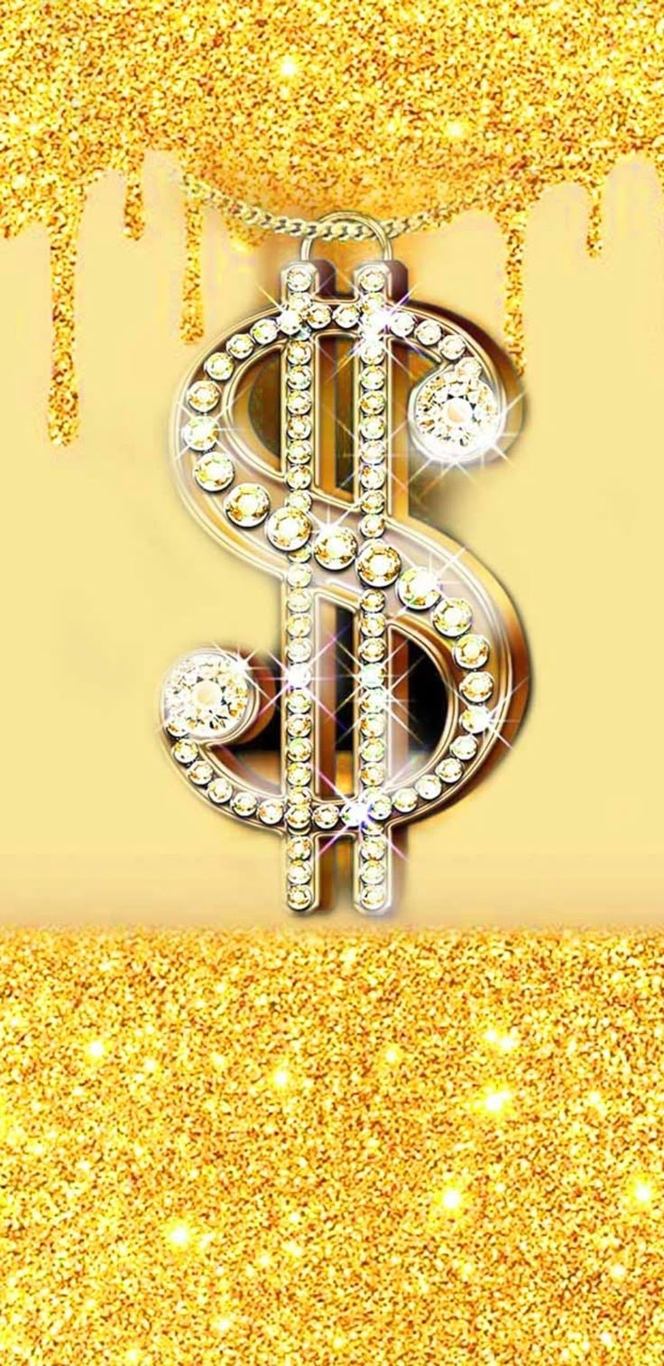Golden Dollar Sign Glitter Wallpaper