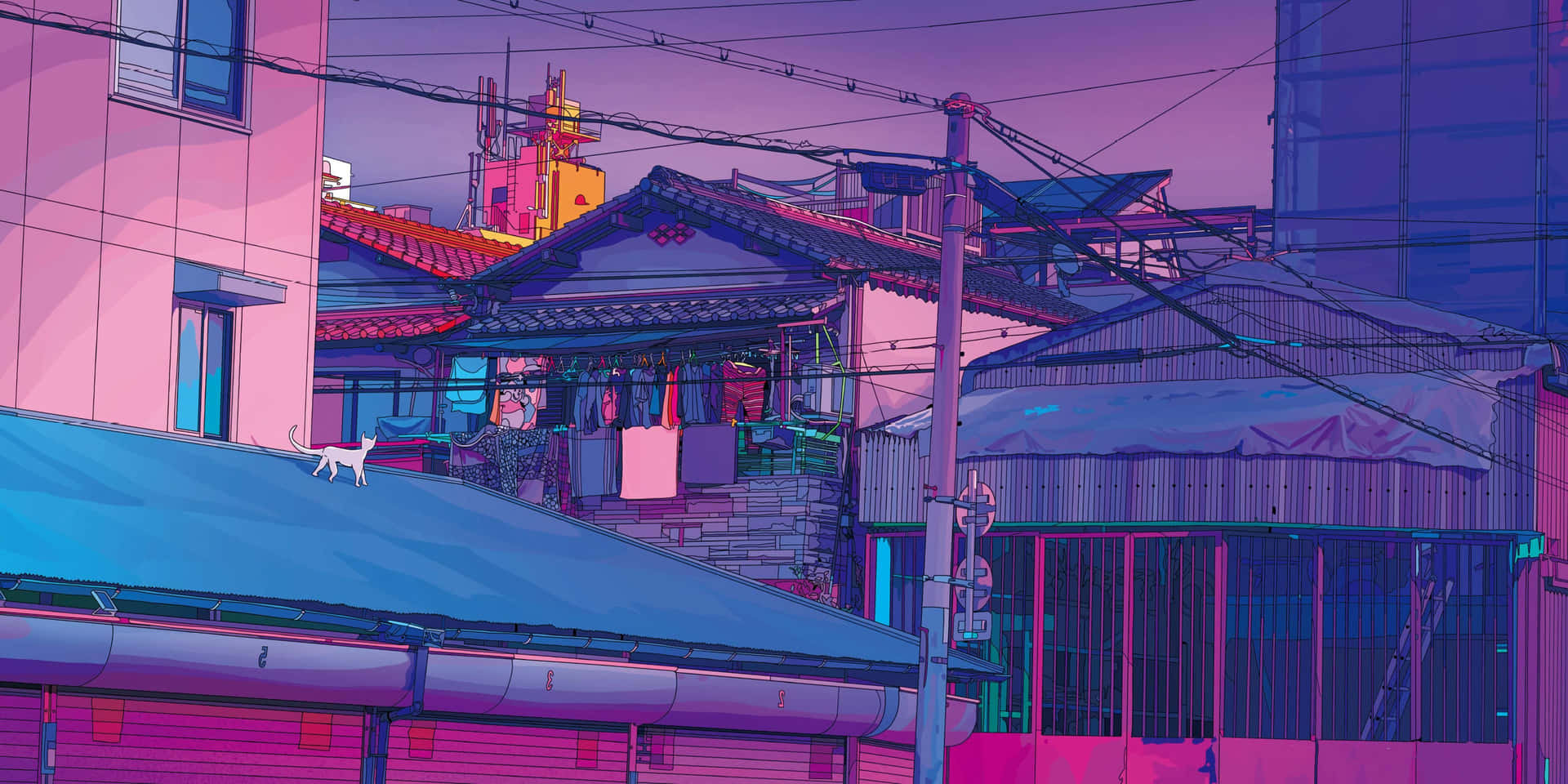 Download Urban Landscape In Lo Fi Aesthetic Wallpaper