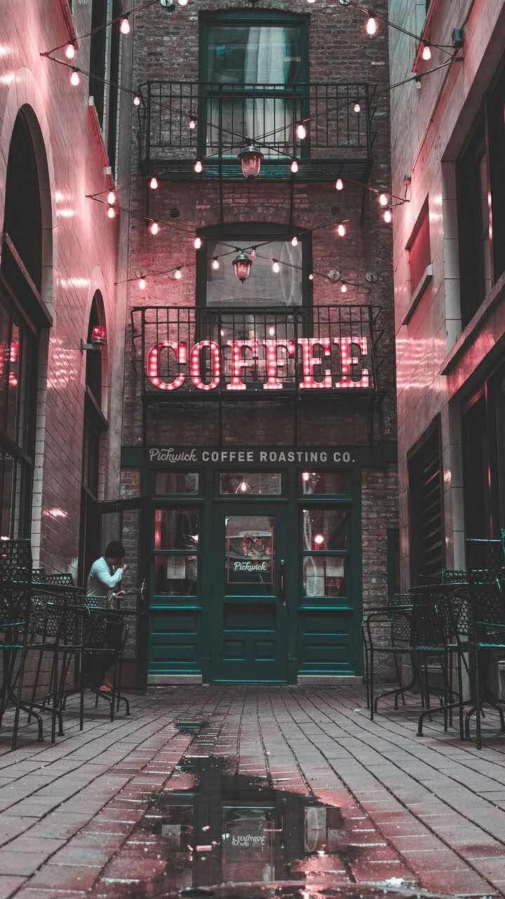 Urban Coffee Shop Wallpaper for iPhone and Android