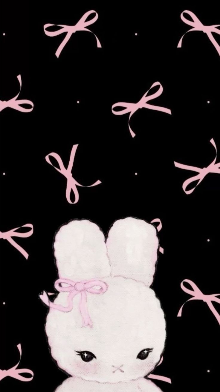 6. Pink and black wallpaper, Bunny wallpaper, Pink ribbon wallpaper