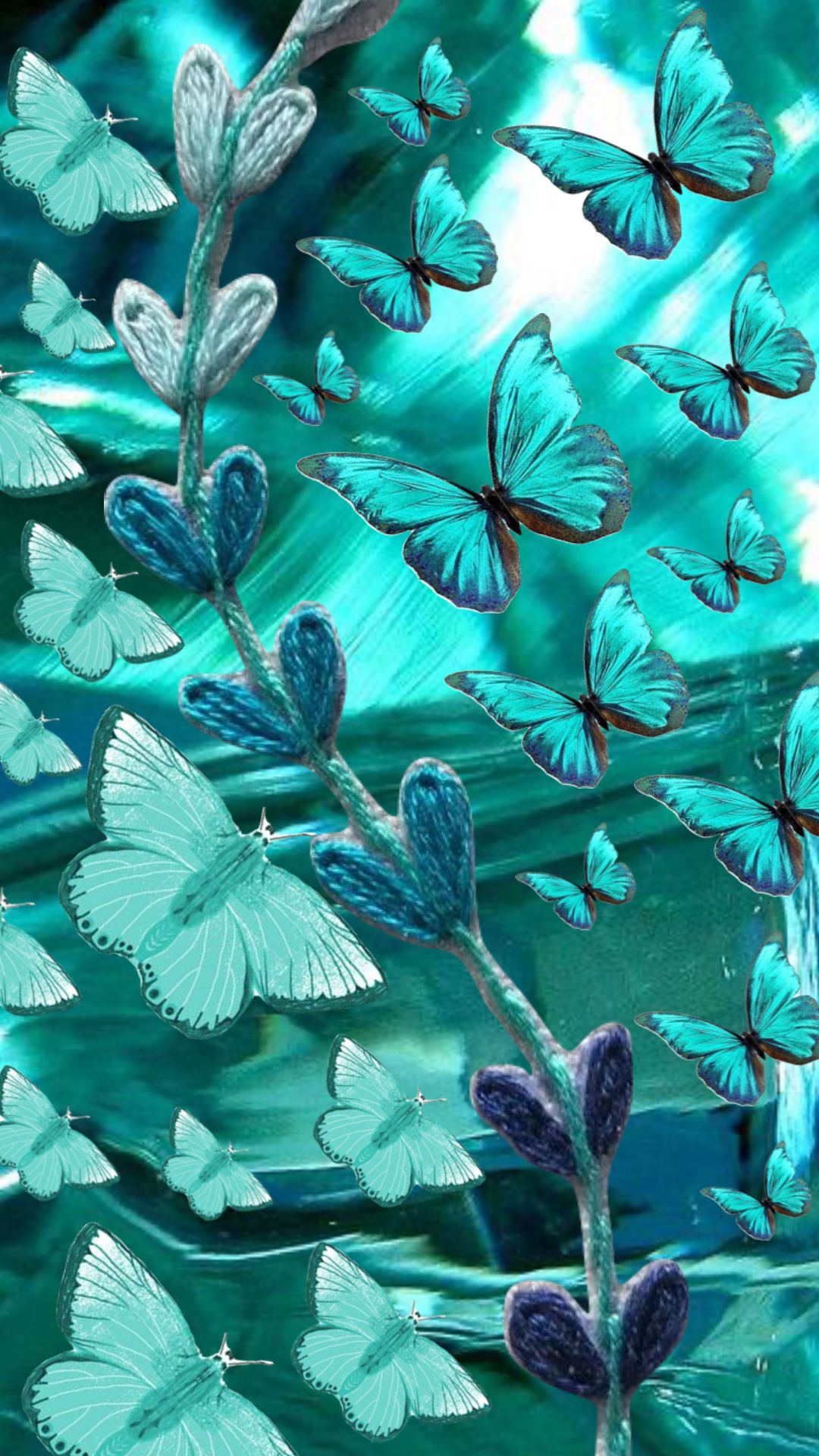 teal #tealaesthetic #tealcollage #tealwallpaper #butterflies #tealbutterfly