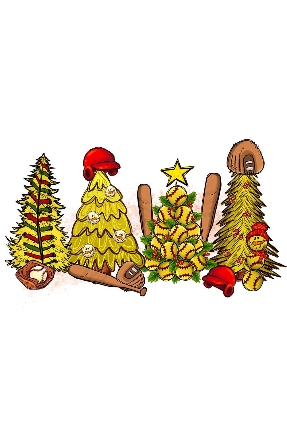 Softball Christmas Tree PNG Sublimation