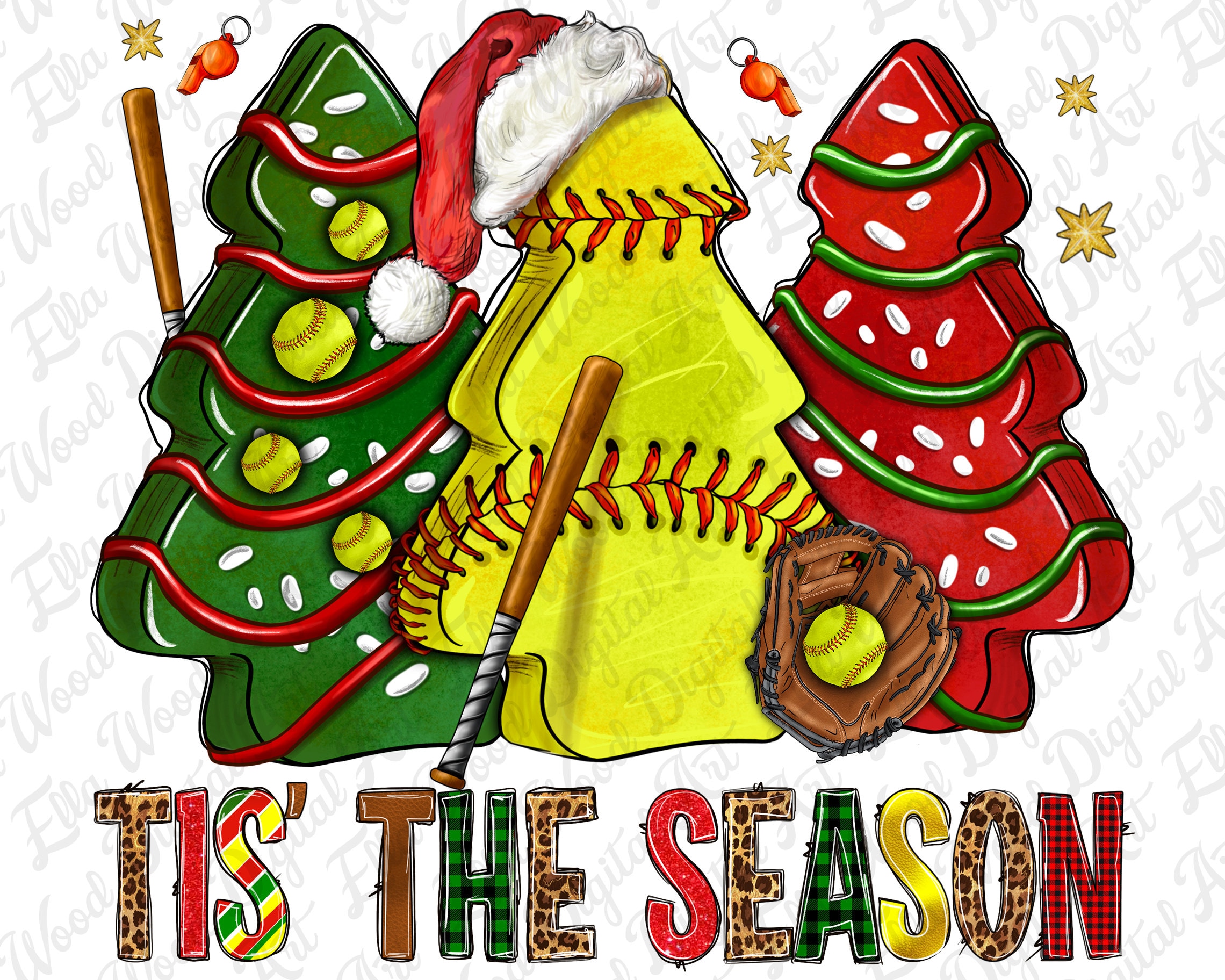 Tis' the Season Softball Christmas Cakes Png, Christmas Png, Softball Png, Sport Png, Merry Christmas Png, Sublimate Designs Download