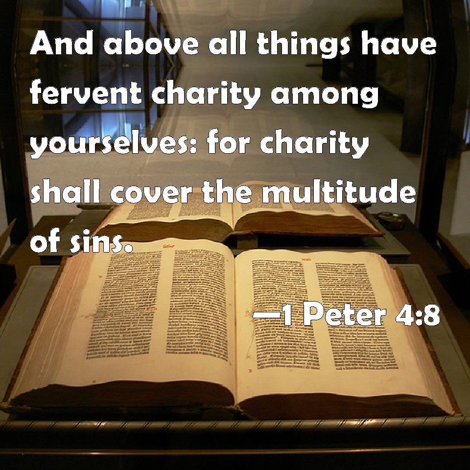 Peter 4:8 And above all things have fervent charity among yourselves: for charity shall cover the multitude of sins