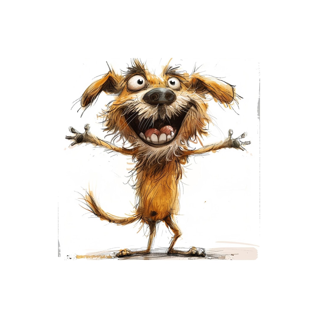 Cartoon Dogs Watercolor Clipart, Funny Dog PNG, Paper Craft (digital Download)