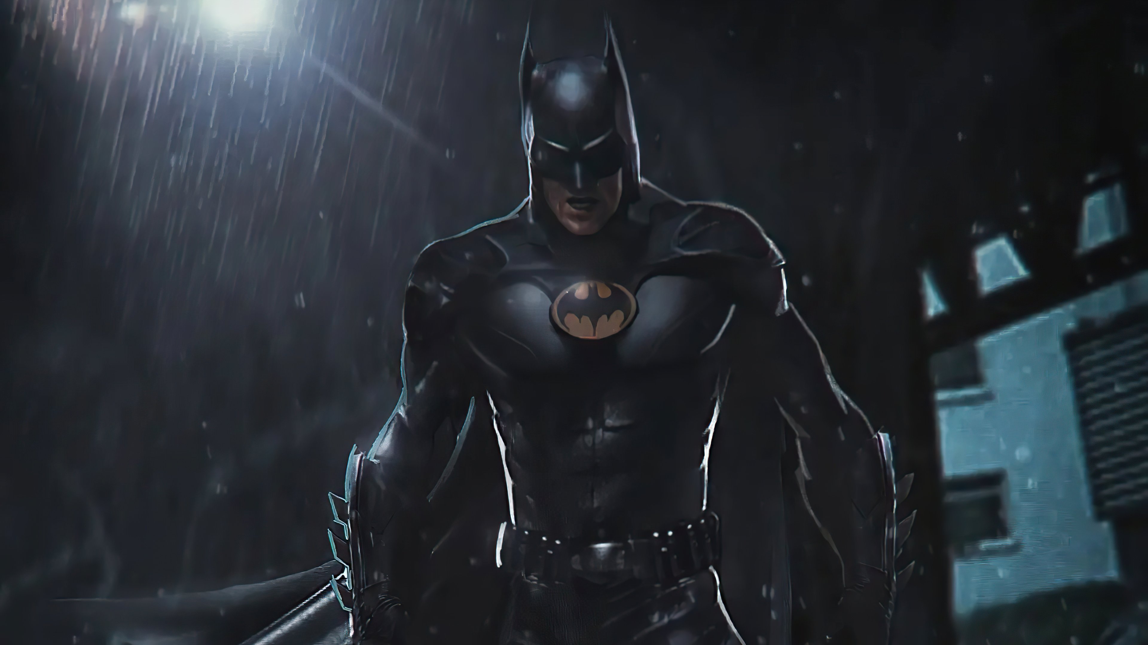 Batman in the rain Wallpaper 4k for Desktop