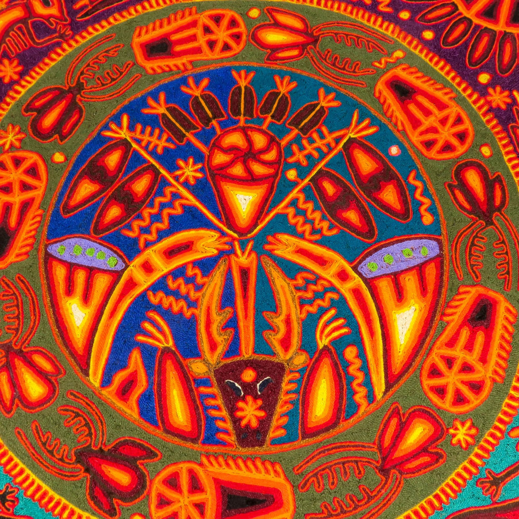 Huichol Yarn Painting (24 x 24) Mexican Indigenous Art