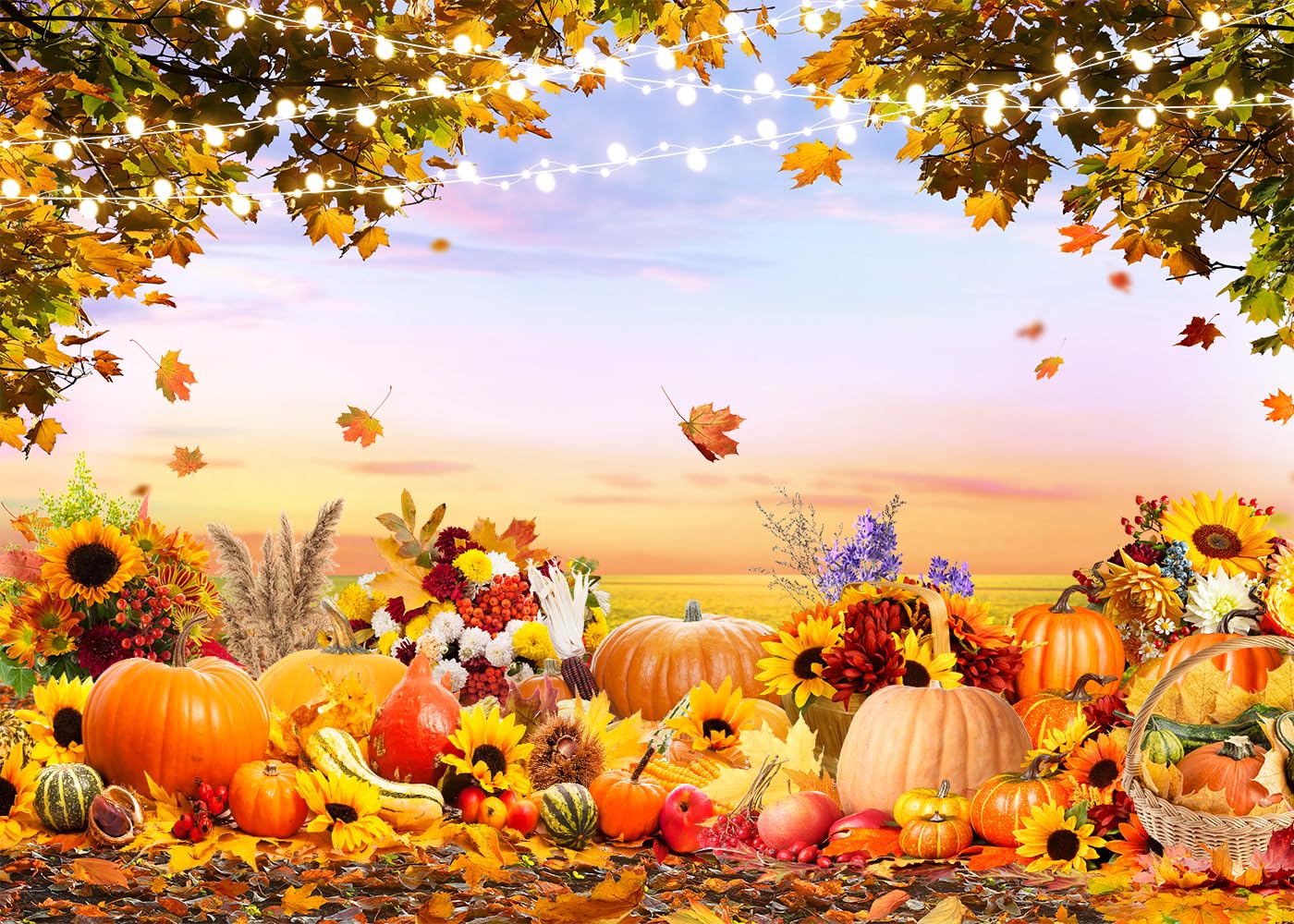 Amazon.com, Fall Thanksgiving Photography Backdrop Autumn Landscape Maple Leaves Backgound Thanksgiving Natural Scenery Pumpkins Harvest Party Decoration Portrait Photobooth Studio Props