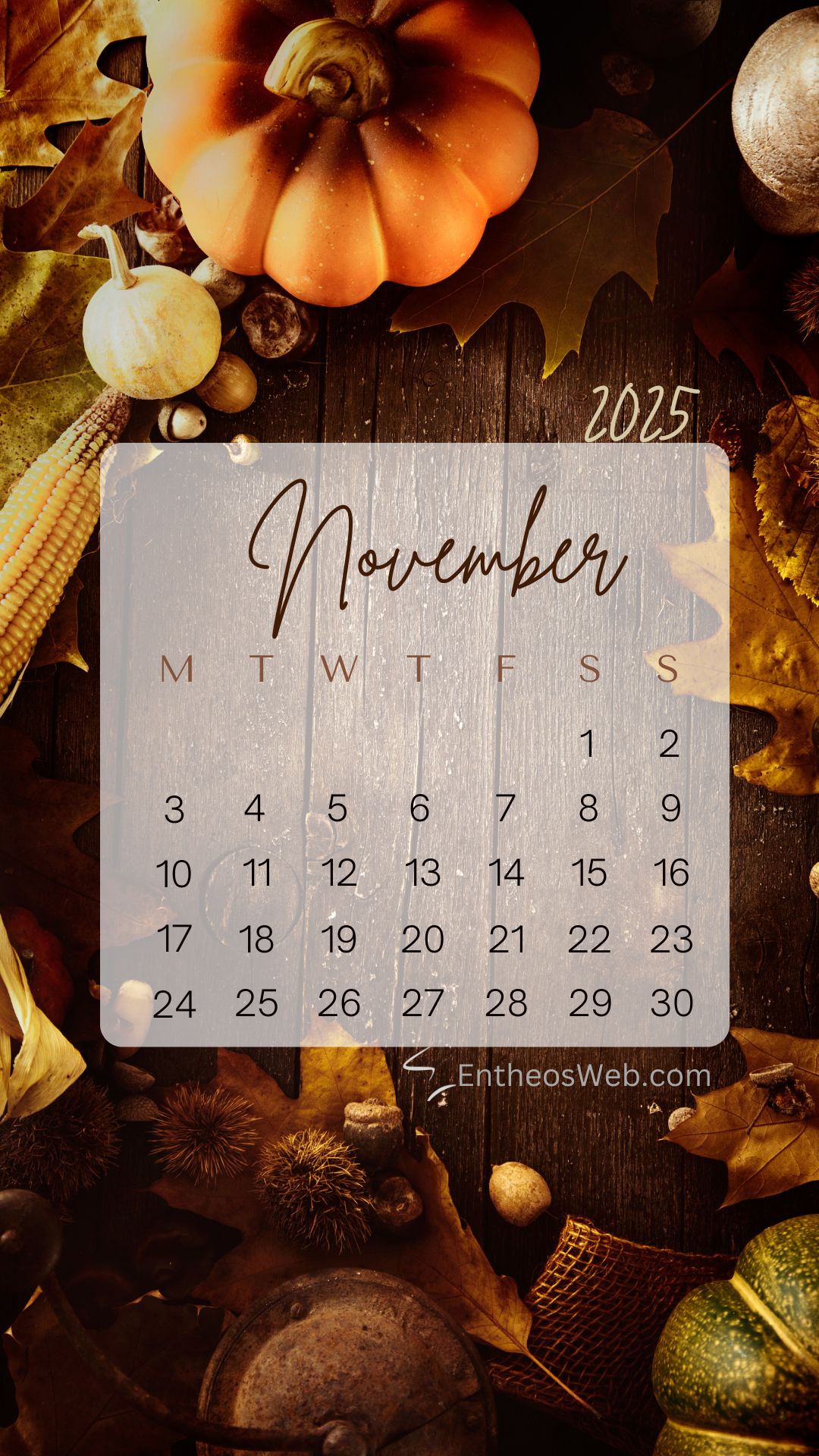 November 2025 Calendar Phone Wallpaper